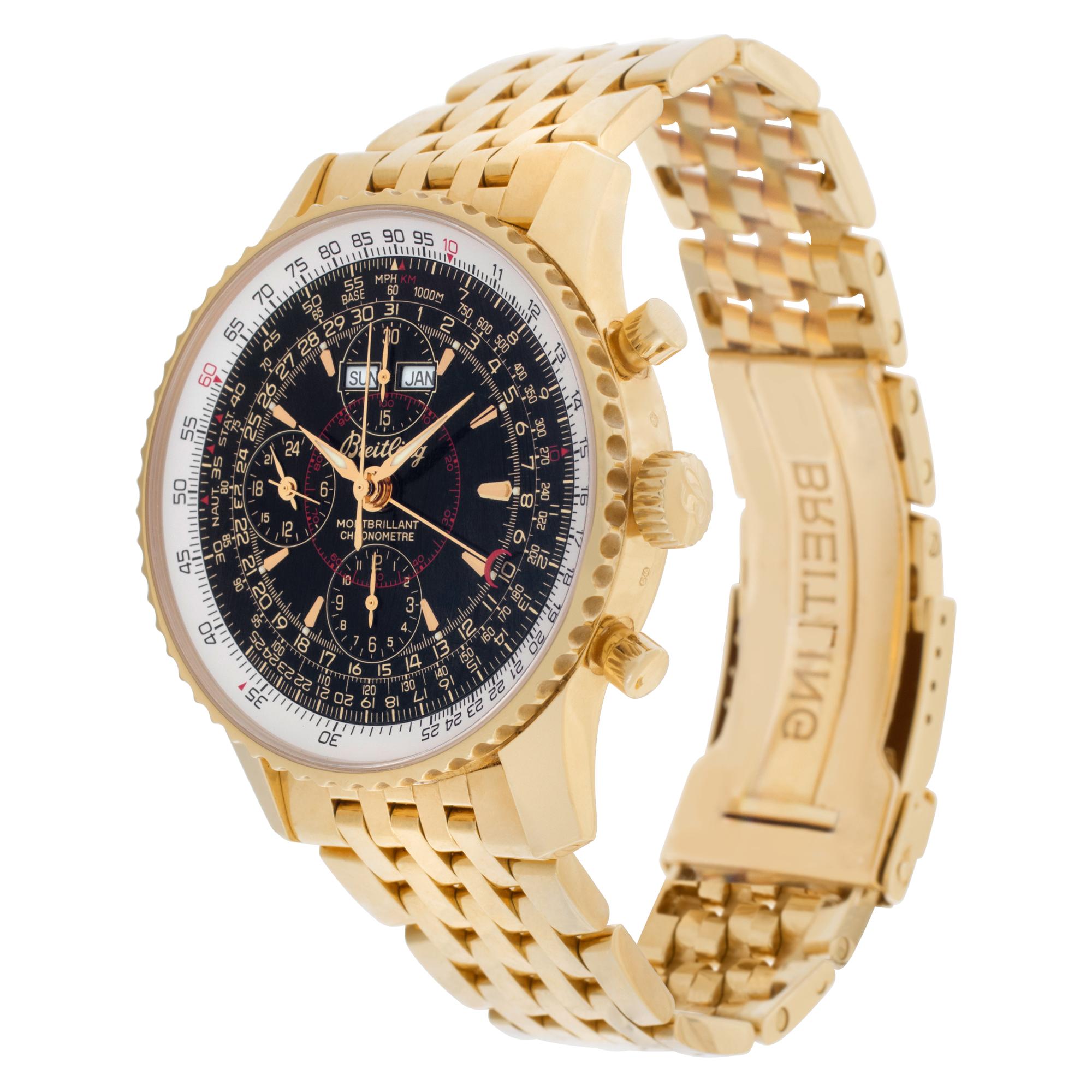 Breitling Montbrillant K2133012 18k Yellow Gold Black Dial Automatic Watch 1