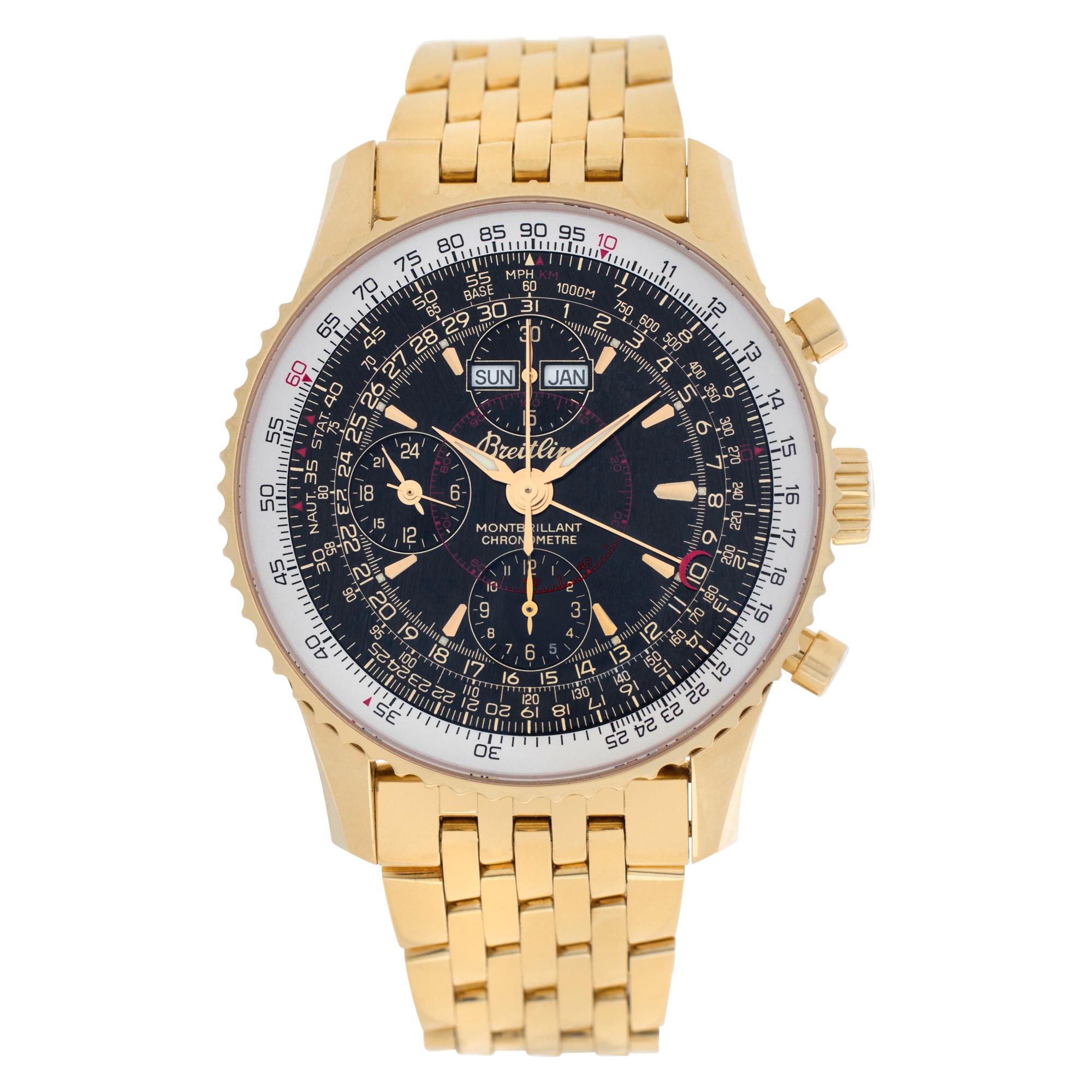 Breitling Montbrillant K2133012 18k Yellow Gold Black Dial Automatic Watch 2