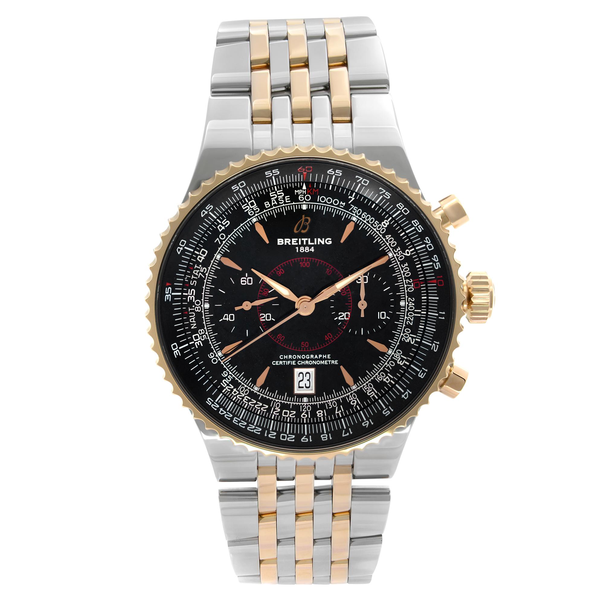 Breitling Montbrillant Legende Rose Gold Steel Black Dial Automatic Watch C23340