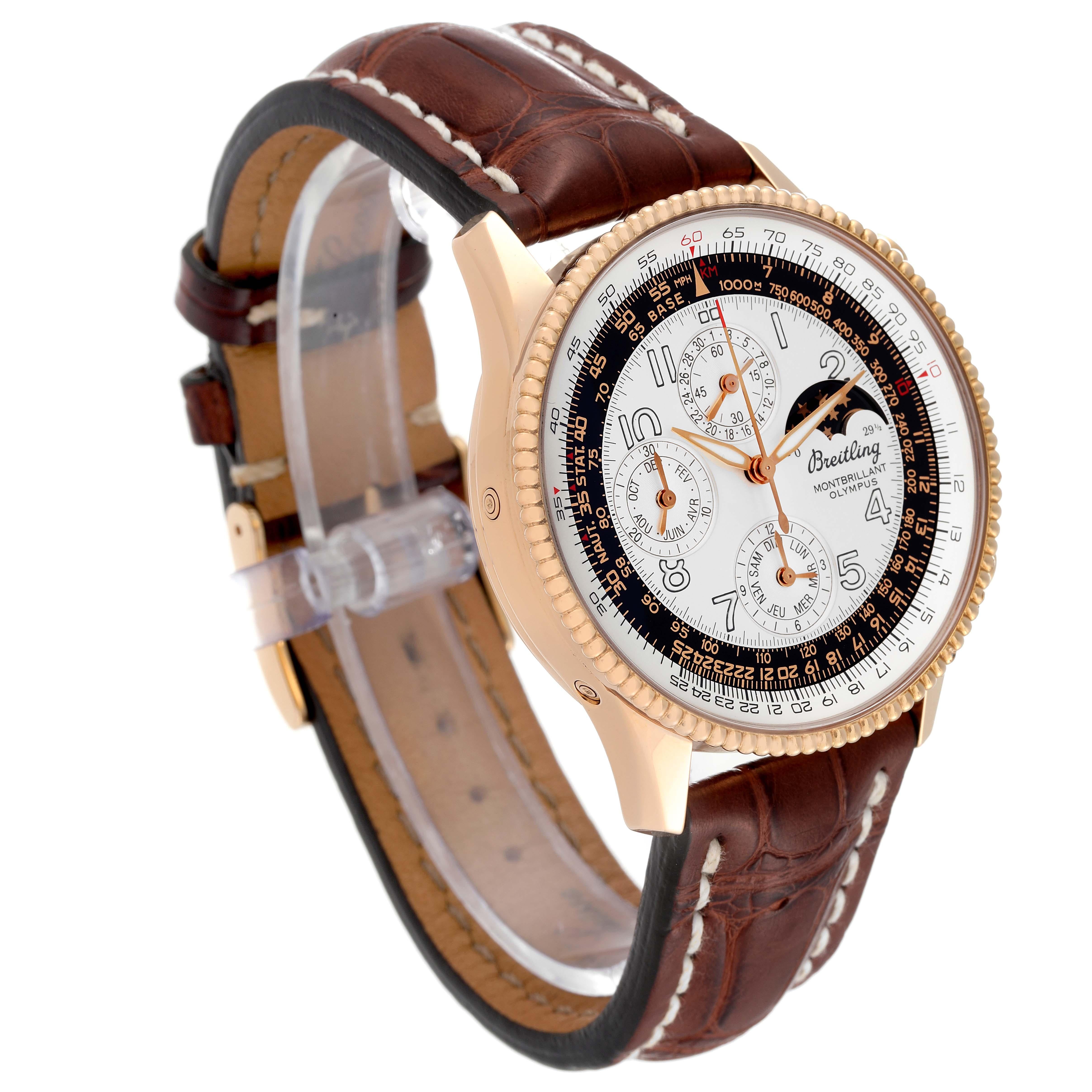 Breitling Montbrillant Olympus Rose Gold Mens Watch H19350 Box Papers In Excellent Condition In Atlanta, GA