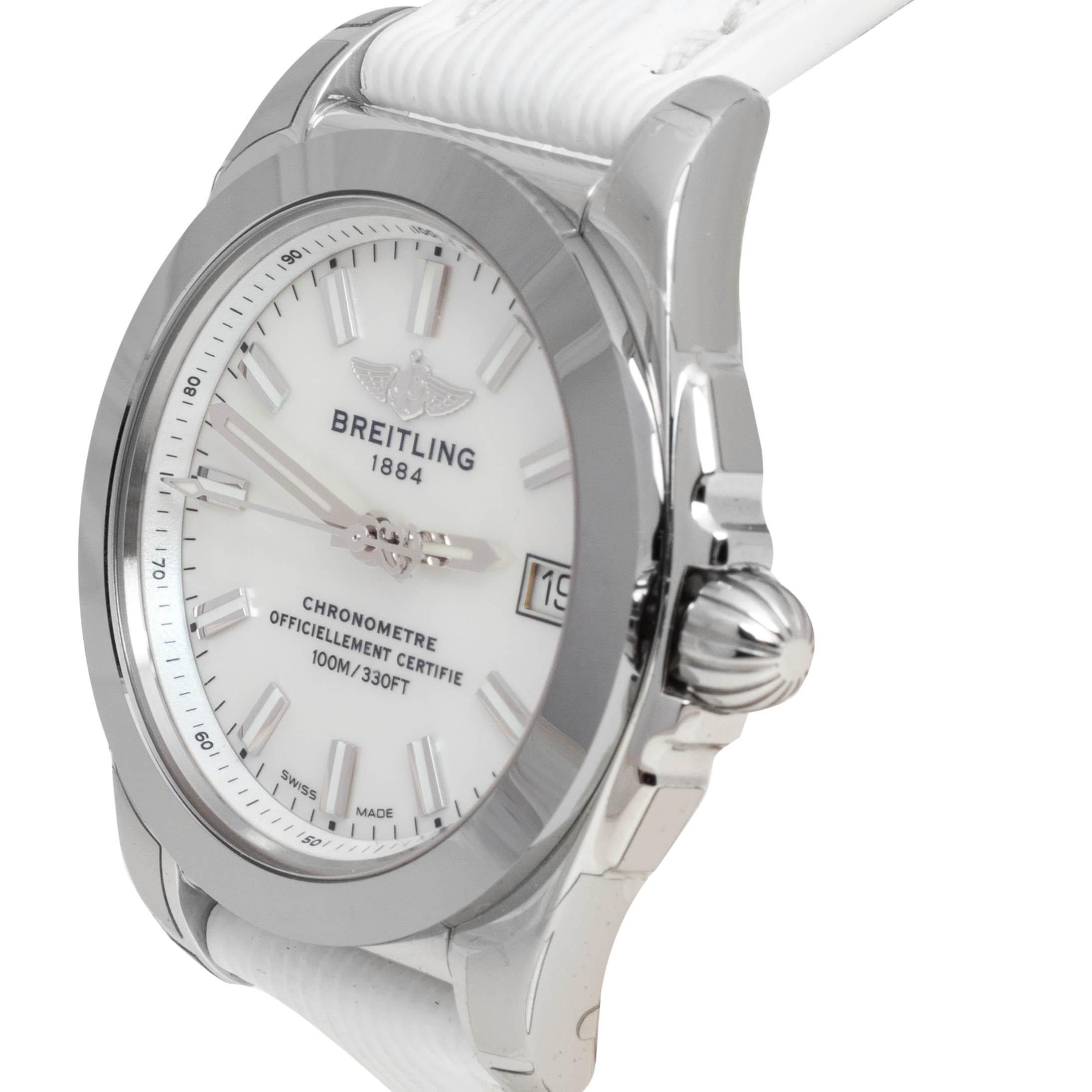 Breitling MOP Stainless Steel Leather Galactic W7433012 Women's Wristwatch 36 MM 1