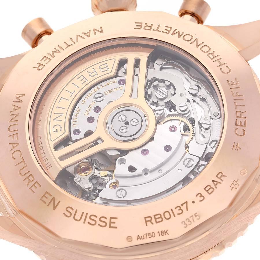 Breitling Navitimer 01 46 Roségold Silber Zifferblatt Herrenuhr RB0137 Box Card im Angebot 3