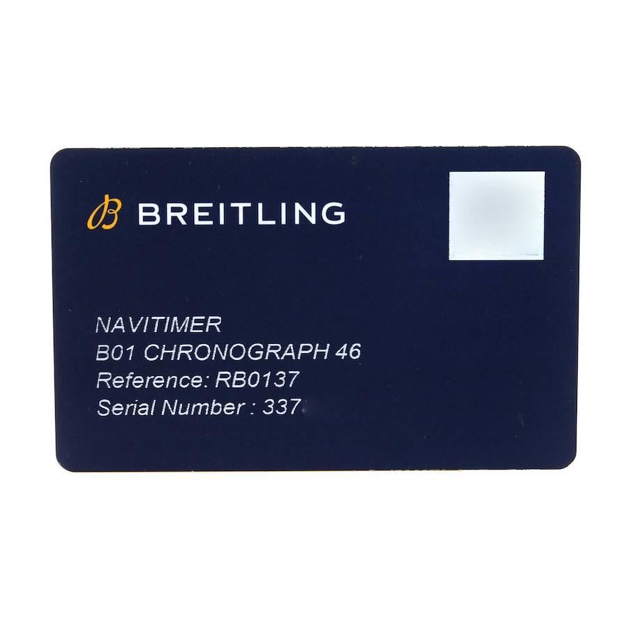 Breitling Navitimer 01 46 Roségold Silber Zifferblatt Herrenuhr RB0137 Box Card im Angebot 5
