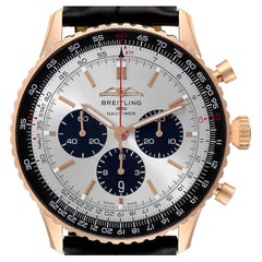 Breitling Navitimer 01 46 Oro Rosa Quadrante Argento Orologio da Uomo RB0137 Scheda Scatola