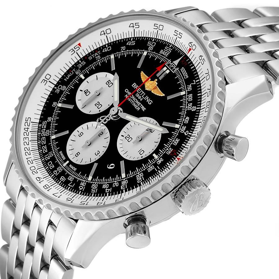 Breitling Navitimer 01 Black Dial Steel Mens Watch AB0127 Box Card For Sale 1
