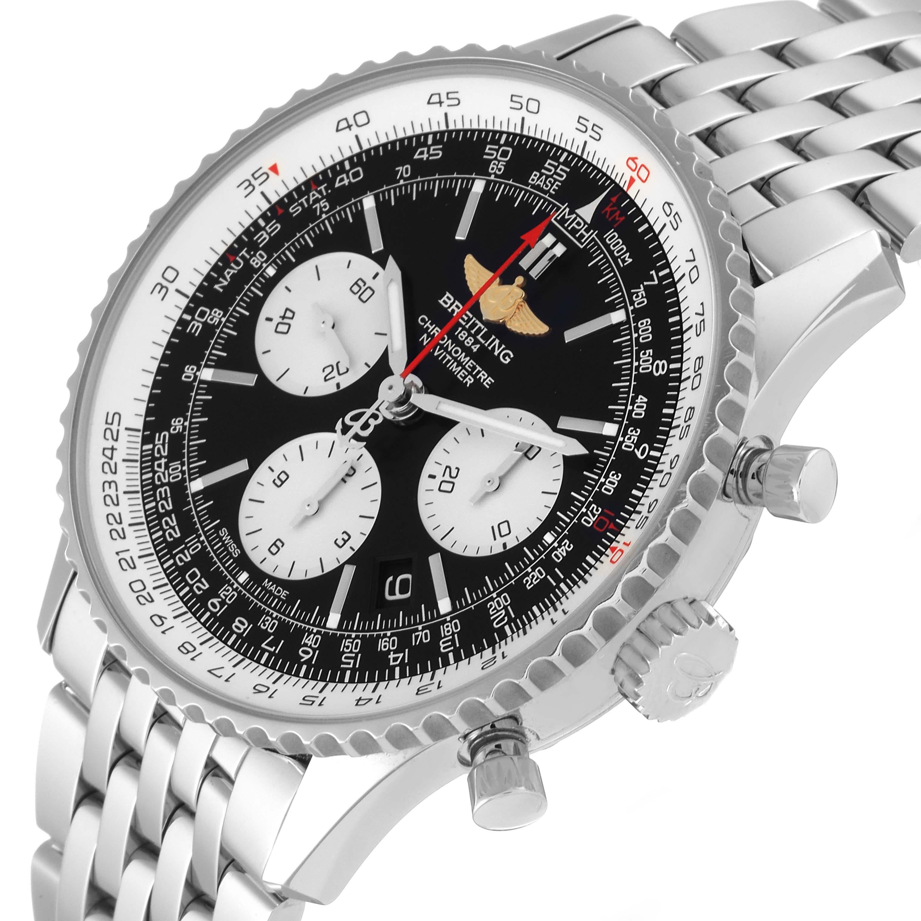 Breitling Navitimer 01 Black Dial Steel Mens Watch AB0120 Box Card For Sale 5