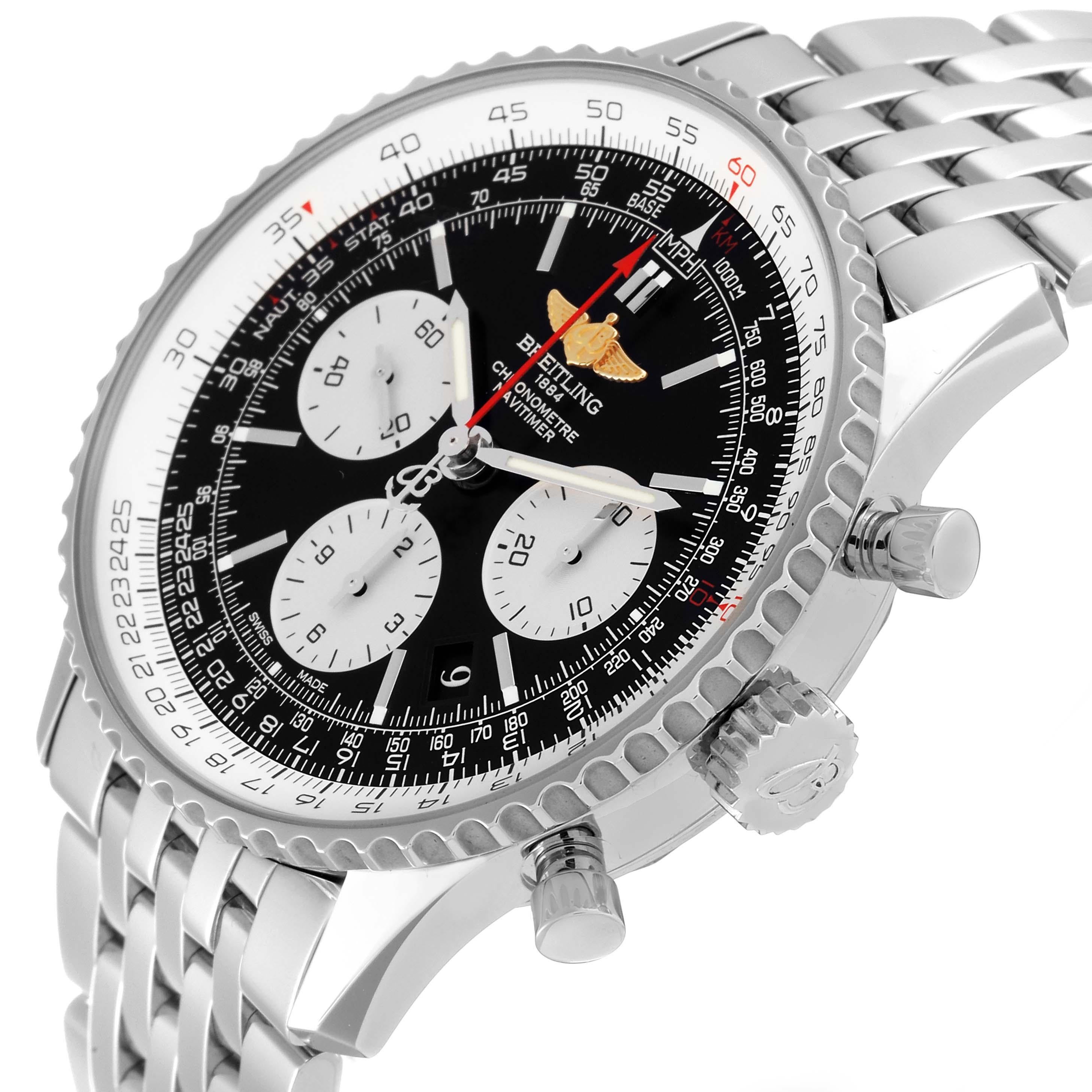 Breitling Navitimer 01 Black Dial Steel Mens Watch AB0120 Card For Sale 4