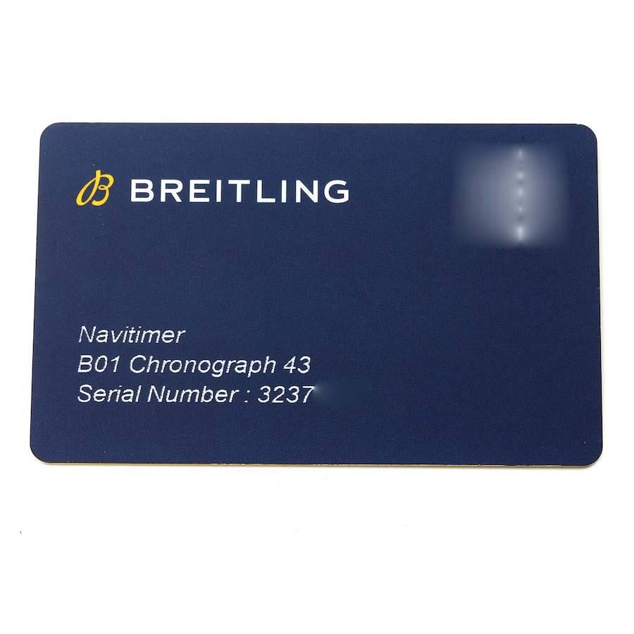Breitling Navitimer 01 Black Dial Steel Mens Watch AB0121 Box Card For Sale 5
