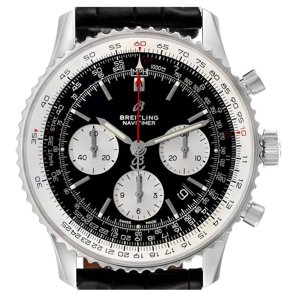 Breitling Navitimer 01 Black Dial Steel Mens Watch AB0121 Box Card For Sale