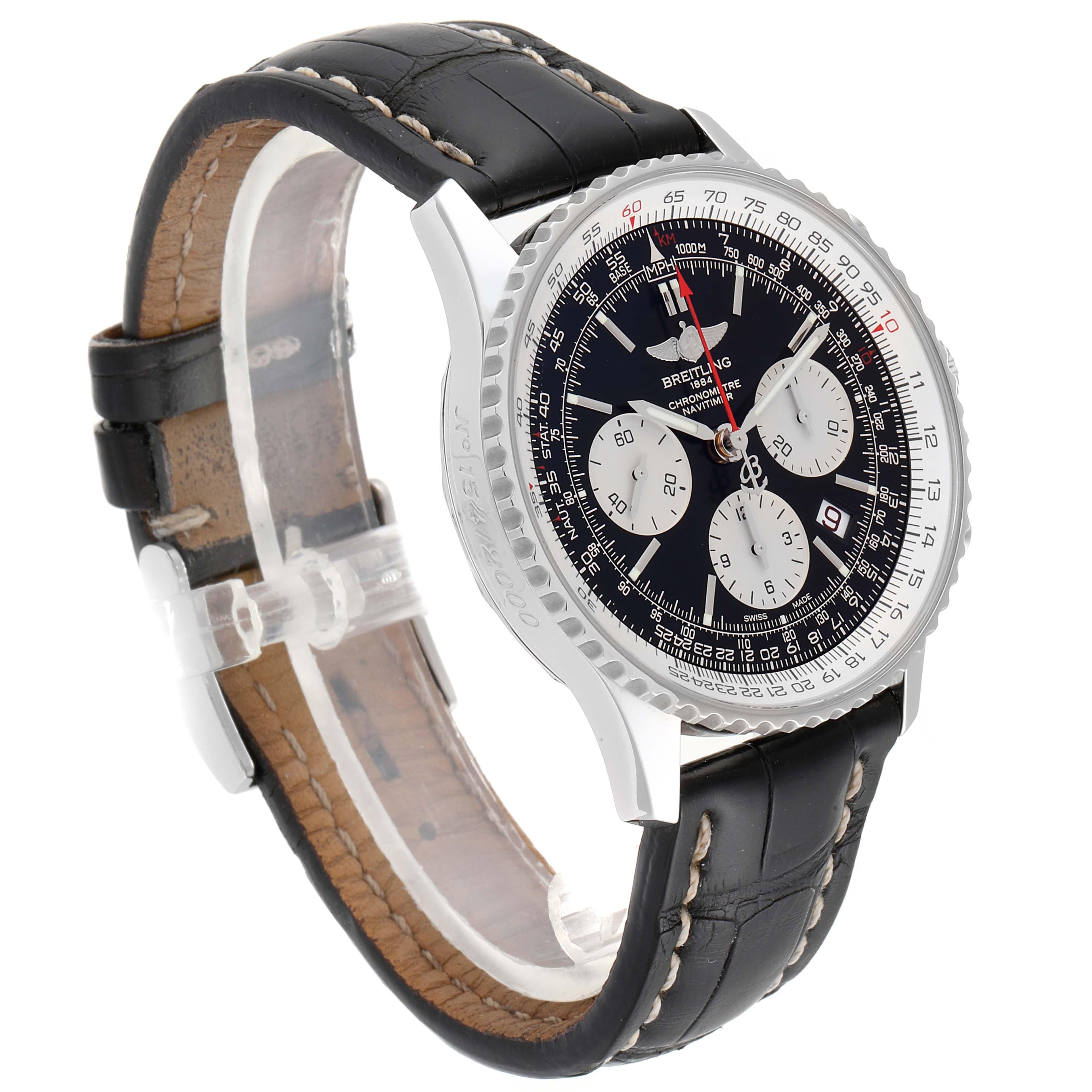 Breitling Navitimer 01 Black Dial Steel Men’s Watch AB0121 Box Papers In Excellent Condition For Sale In Atlanta, GA