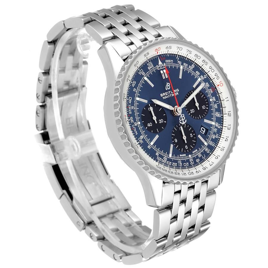 Herrenuhr AB0121 mit blauem Zifferblatt von Navitimer 01 in limitierter Auflage, Karton und Schachtel im Zustand „Hervorragend“ in Atlanta, GA