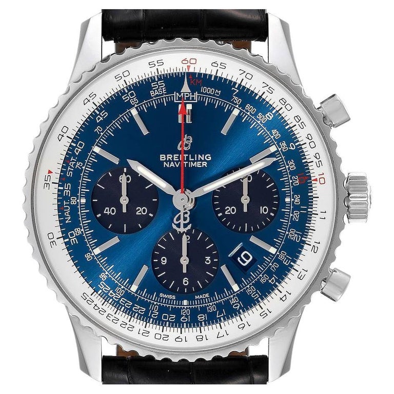 Breitling Navitimer 01 Blue Dial Limited Edition Steel Mens Watch AB0121  For Sale at 1stDibs