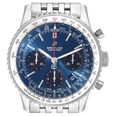 Breitling Navitimer 01 Blue Dial Steel Mens Watch AB0121 Box Card