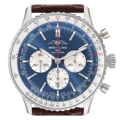 Breitling Navitimer 01 Blue Dial Steel Mens Watch AB0137 Box Card