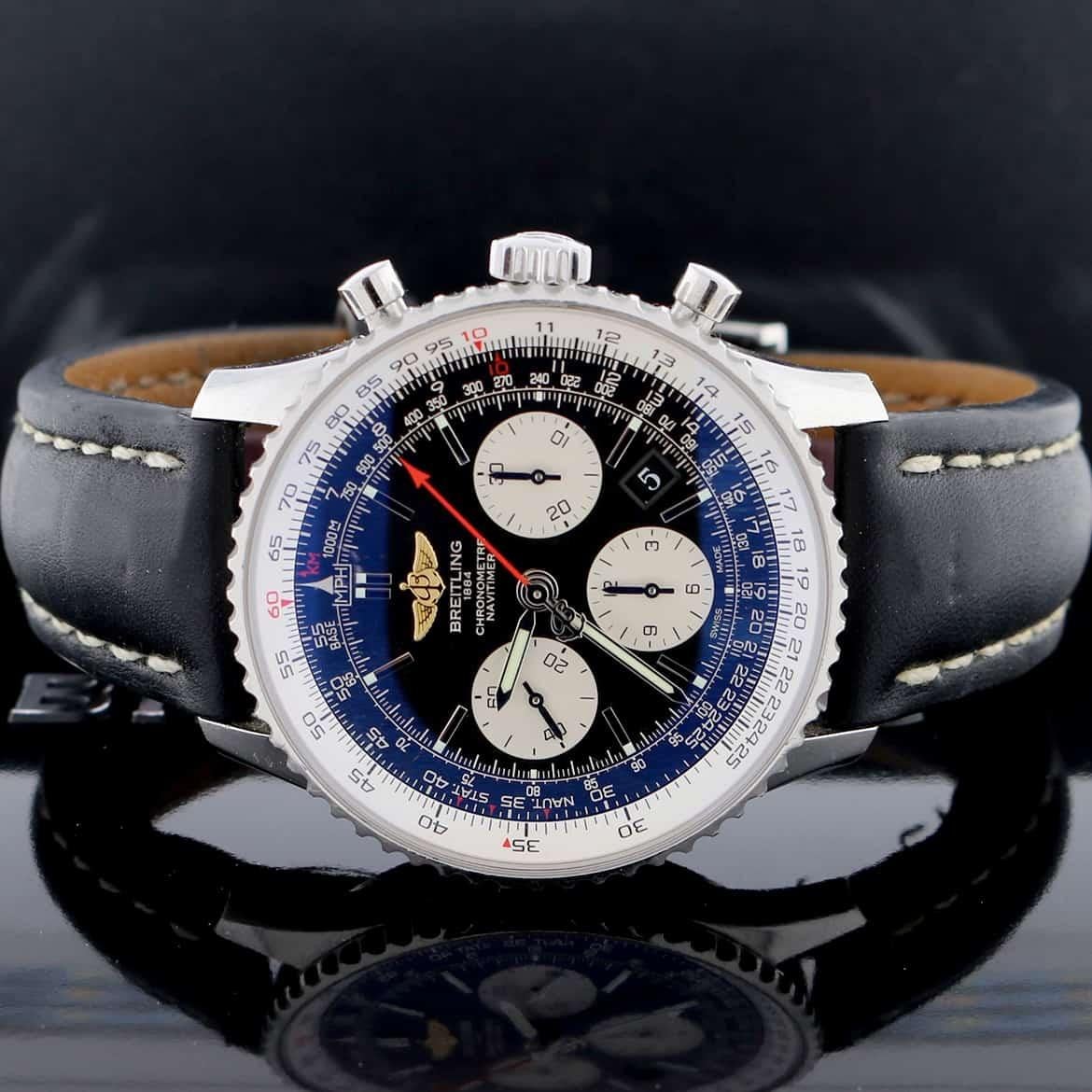 Breitling Navitimer 01 Chronograph 43MM Black Dial Automatic Stainless Steel Mens Watch AB0120

Breitling Navitimer 01 Chronograph Automatic Stainless Steel Mens Watch, Ref# AB0120. Self-winding automatic movement. Stainless steel case 43mm in