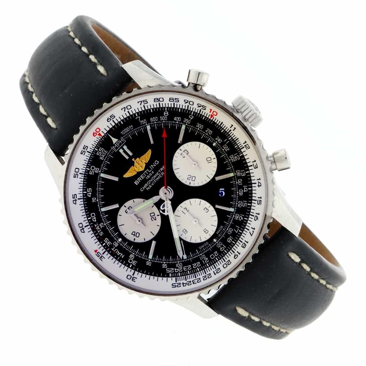 Breitling Navitimer 01 Chronograph Black Dial Automatic Watch In Excellent Condition For Sale In New York, NY