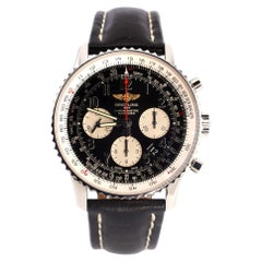 Navitimer 01 Chronograph-Automatikuhr aus Edelstahl und Leder