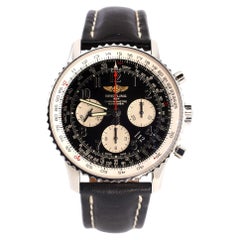 Navitimer 01 Chronograph-Automatikuhr aus Edelstahl und Leder 