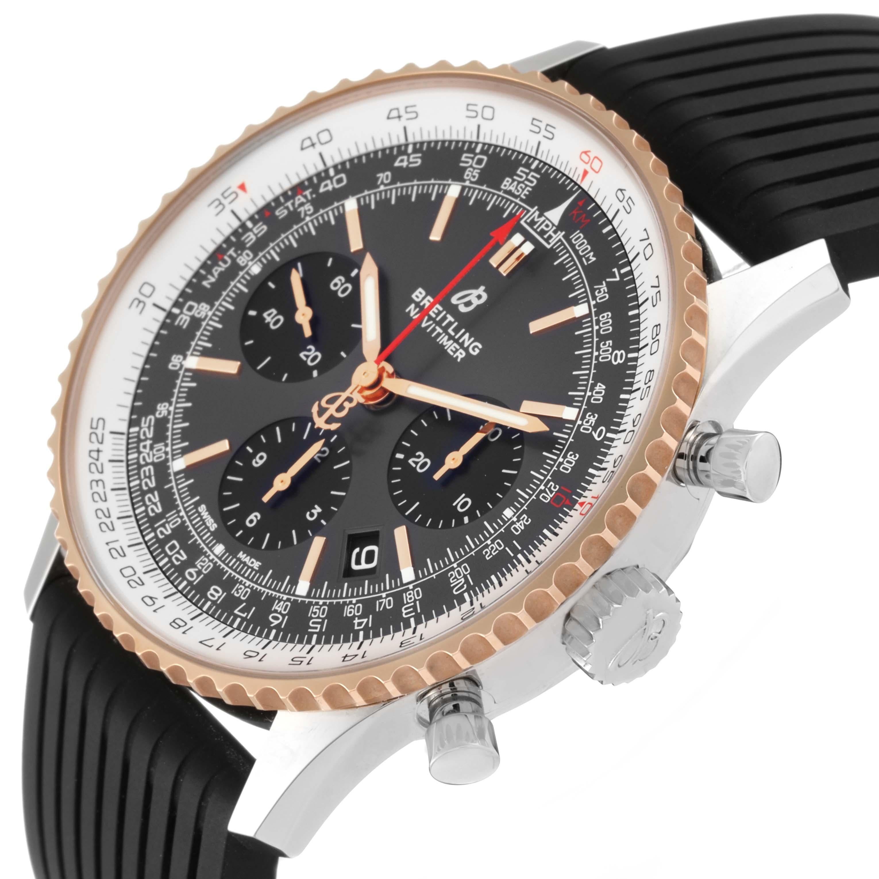 Breitling Navitimer 01 Grey Dial Steel Rose Gold Mens Watch UB0121 Box Card For Sale 1