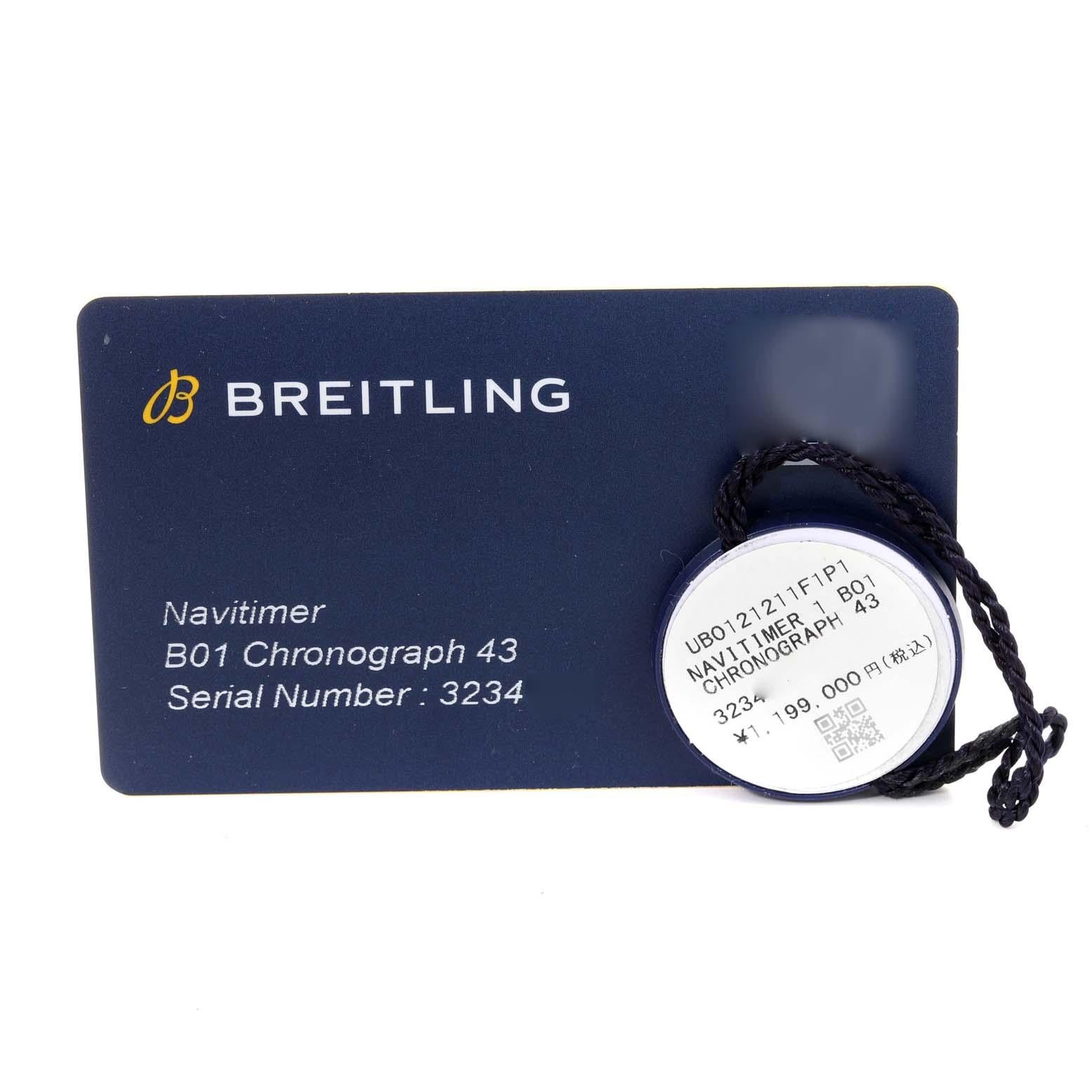 Breitling Navitimer 01 Grau Zifferblatt Stahl Rose Gold Herrenuhr UB0121 Box Karte im Angebot 5