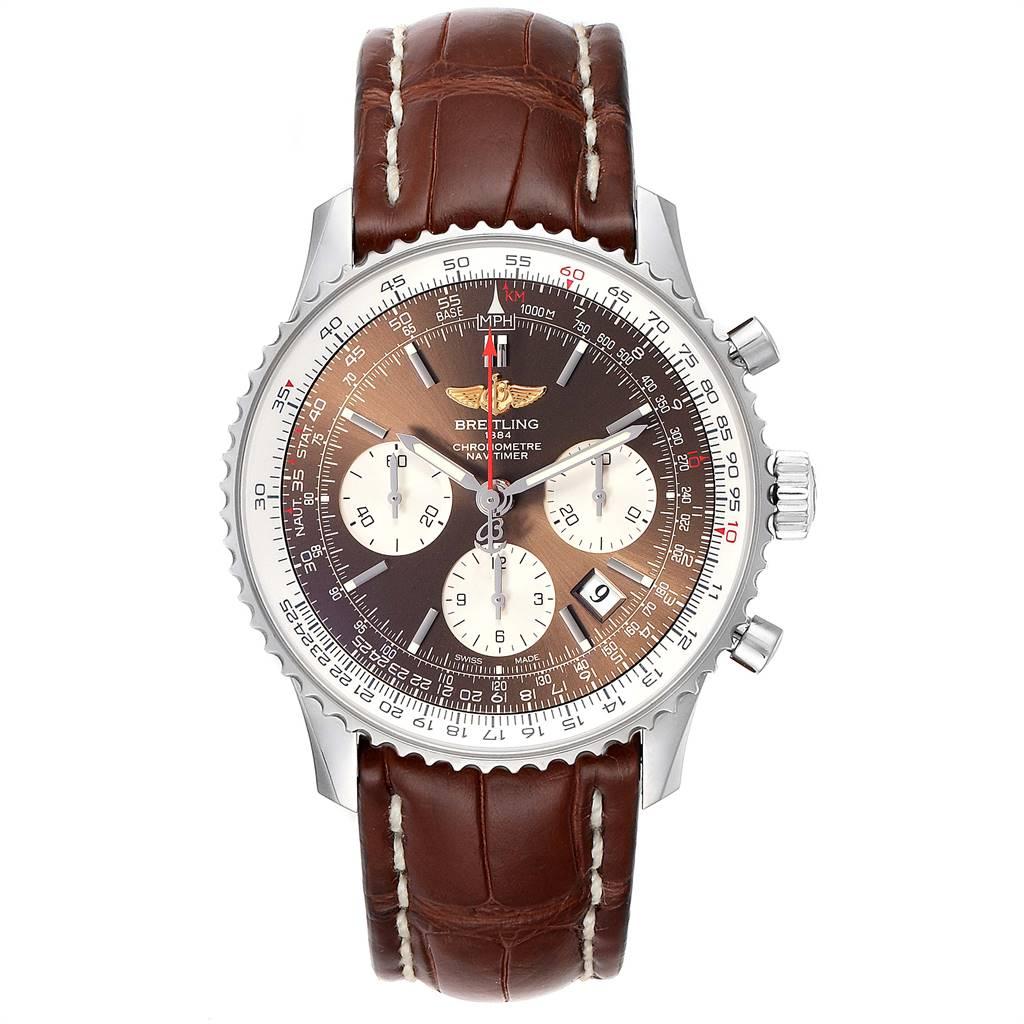 Breitling Navitimer 01 Panamerican Limited Edition Watch AB0121 Box Card. Automatisches, offiziell zertifiziertes Chronometerwerk mit Selbstaufzug. Chronographen-Funktion. Gehäuse aus Edelstahl mit einem Durchmesser von 43 mm. Gehäusedicke 14,5 mm.