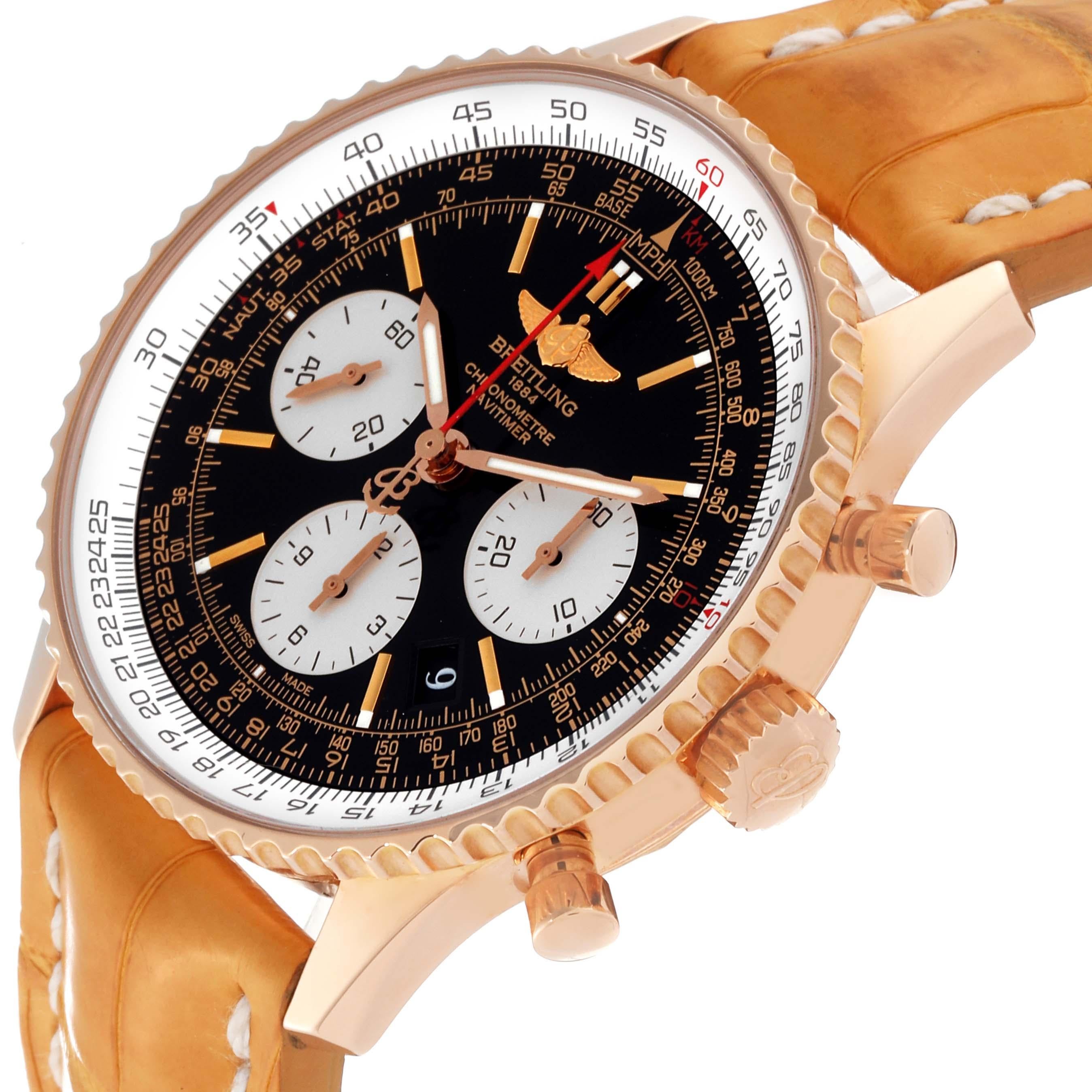 Breitling Navitimer 01 Rose Gold Black Dial Mens Watch RB0120 2