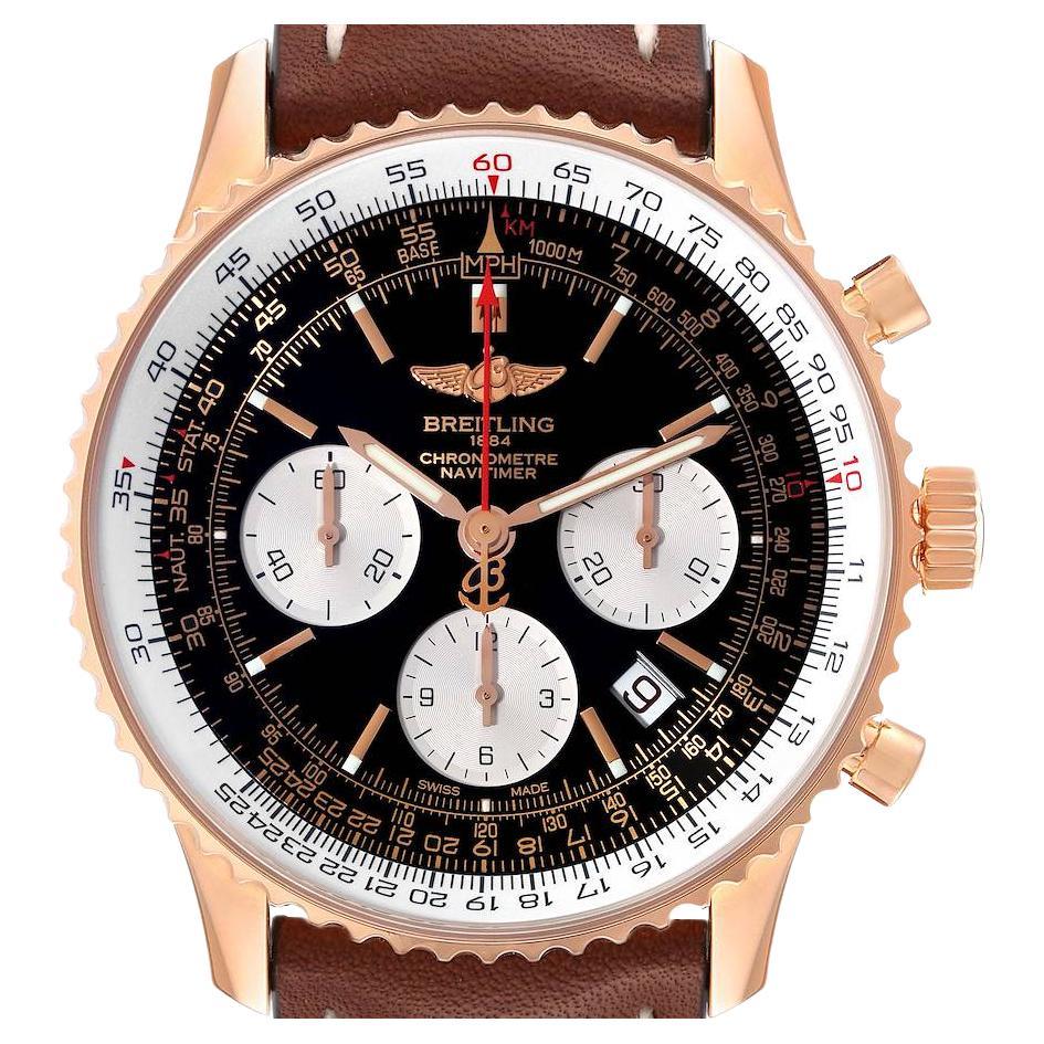 Breitling Navitimer 01 Rose Gold Black Dial Mens Watch RB0121 Box Papers