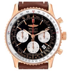 Breitling Navitimer 01 Rose Gold Black Dial Mens Watch RB0121 Box Papers