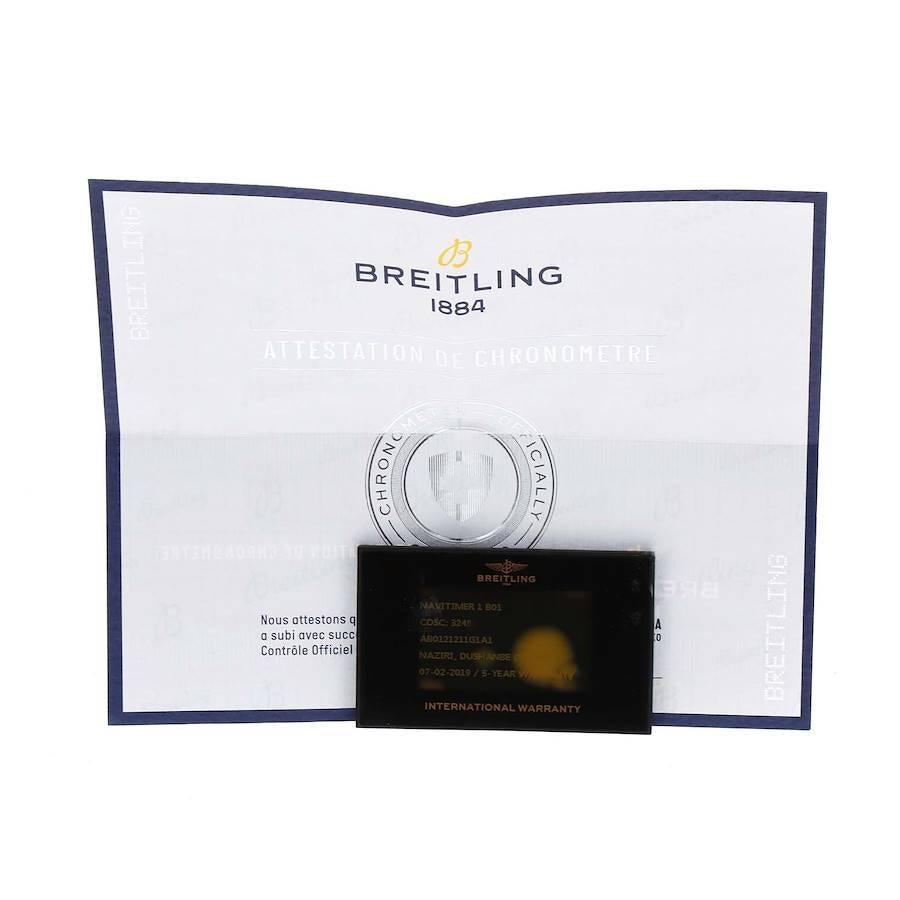 Breitling Navitimer 01 Silver Dial Steel Mens Watch AB0121 Box Card 6