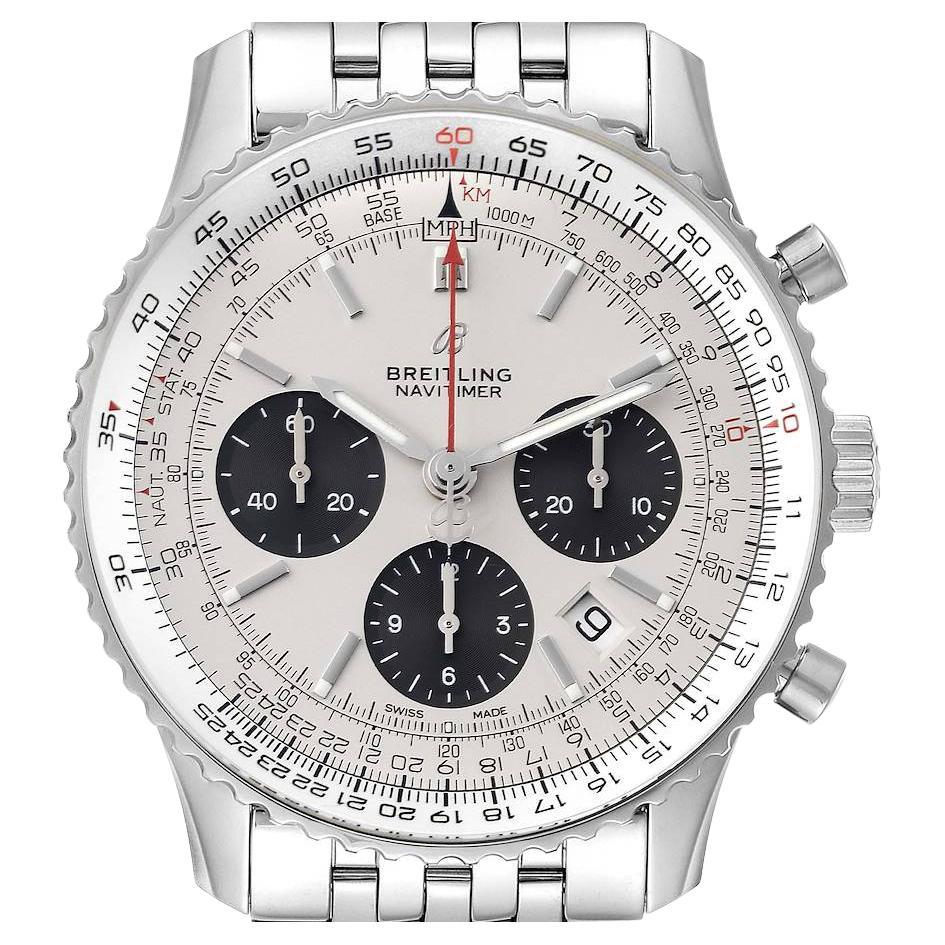 Breitling Navitimer 01 Silver Dial Steel Mens Watch AB0121 Box Card