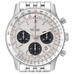 Breitling Navitimer 01 Silver Dial Steel Mens Watch AB0121 Box Card