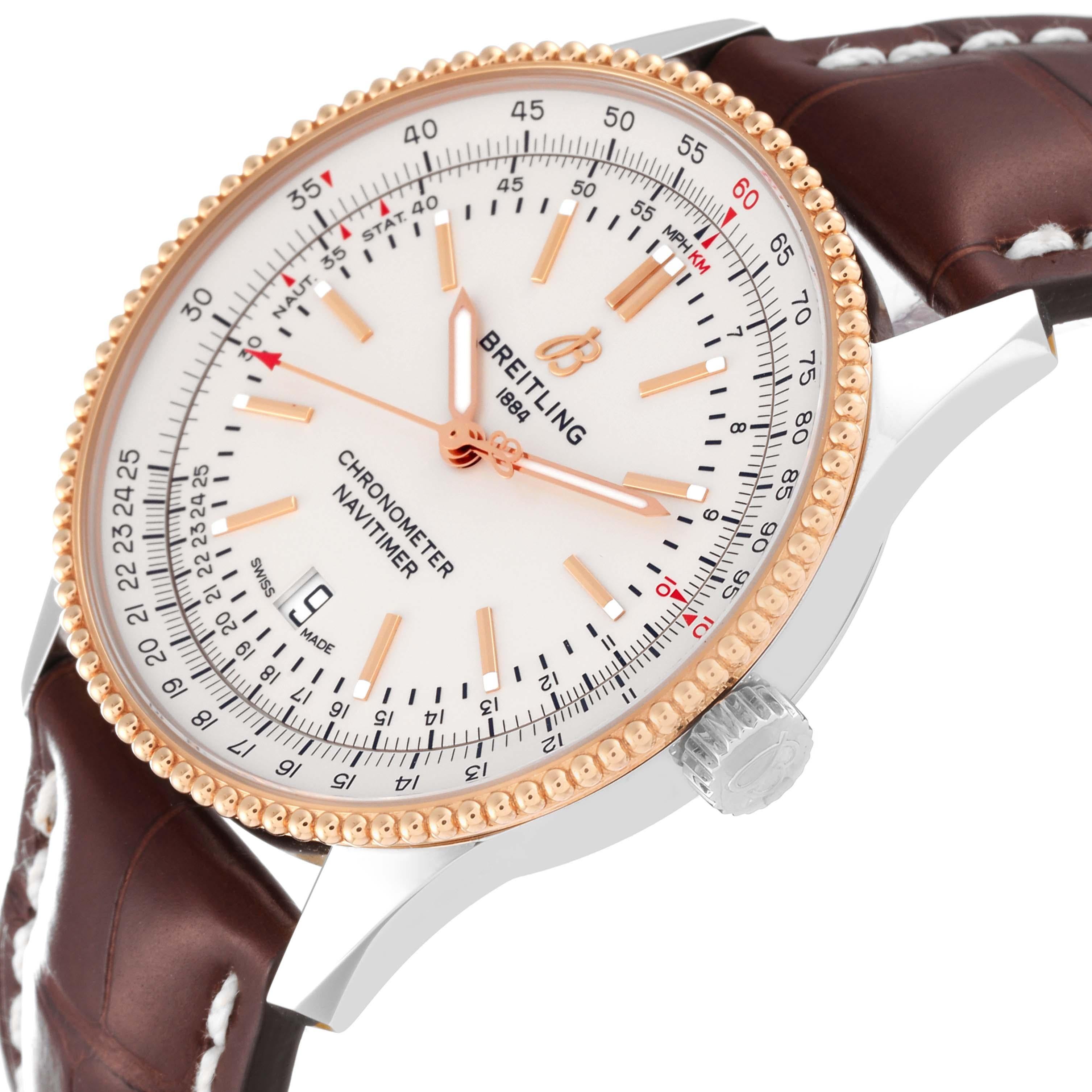 Men's Breitling Navitimer 1 41mm Steel Rose Gold Mens Watch U17326 Box Card