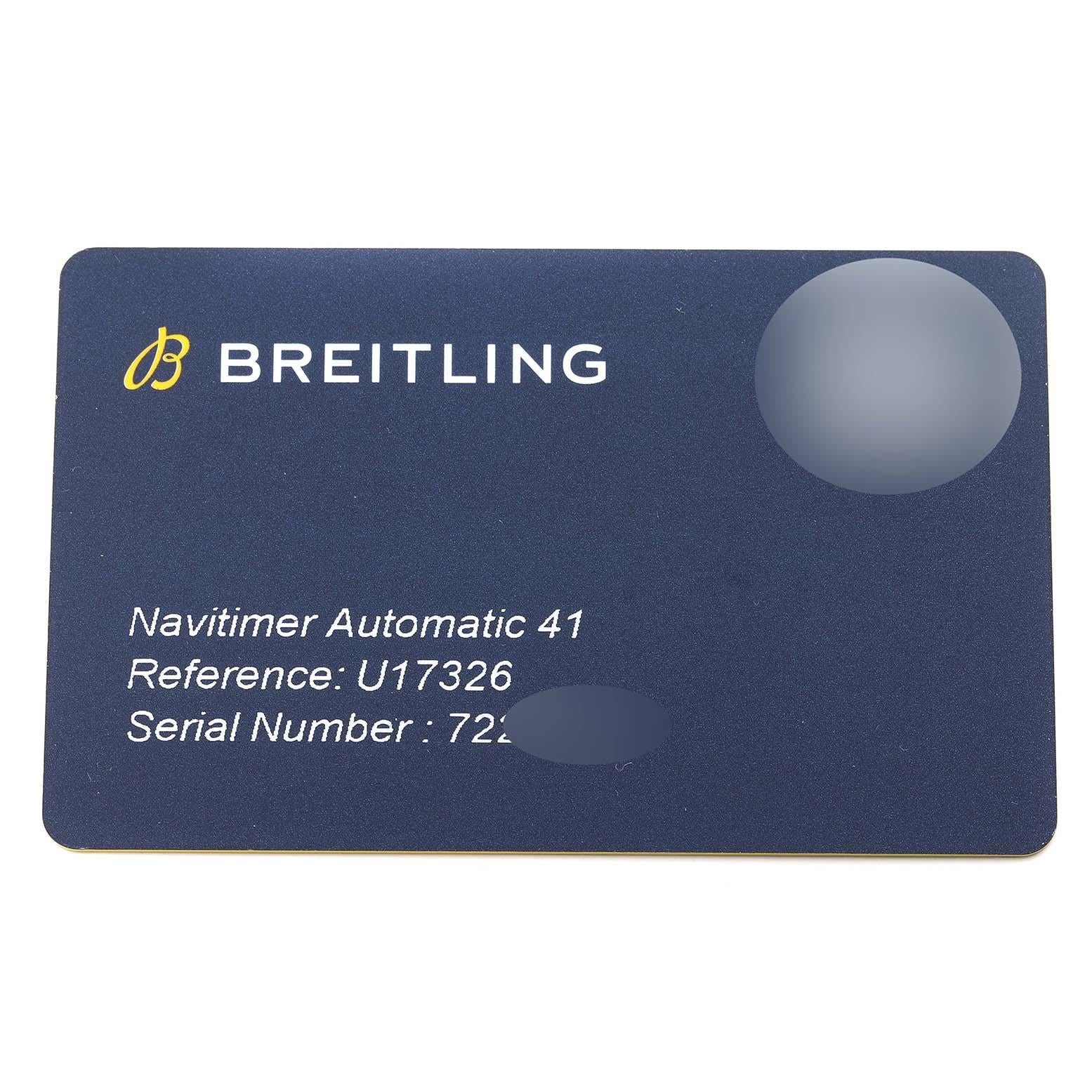 Breitling Navitimer 1 41mm Steel Rose Gold Mens Watch U17326 Card 7