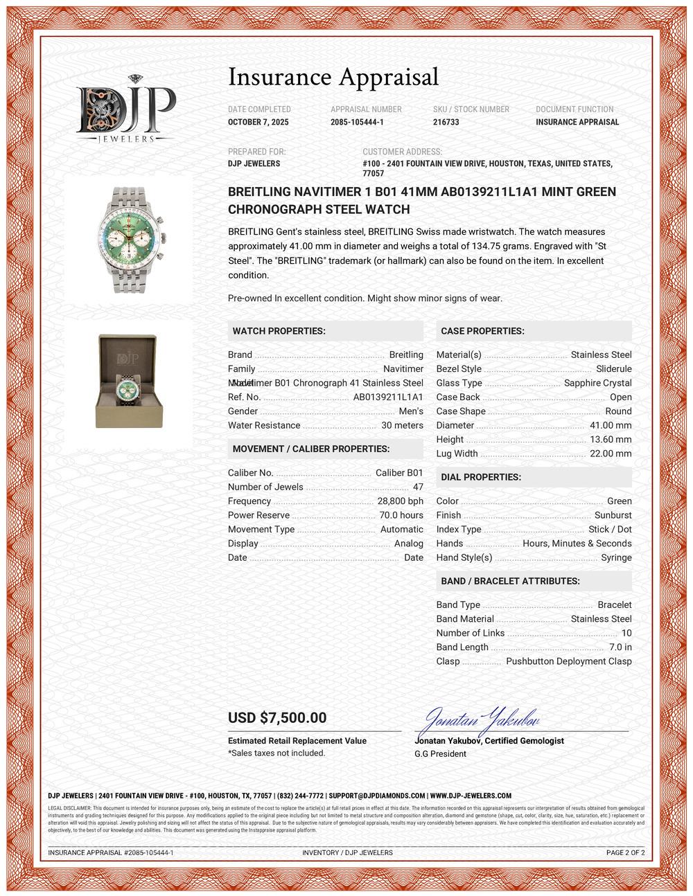 Breitling Navitimer 1 B01 41MM ab0139211l1a1 Mintgrün Chronograph Stahl Uhr im Angebot 6