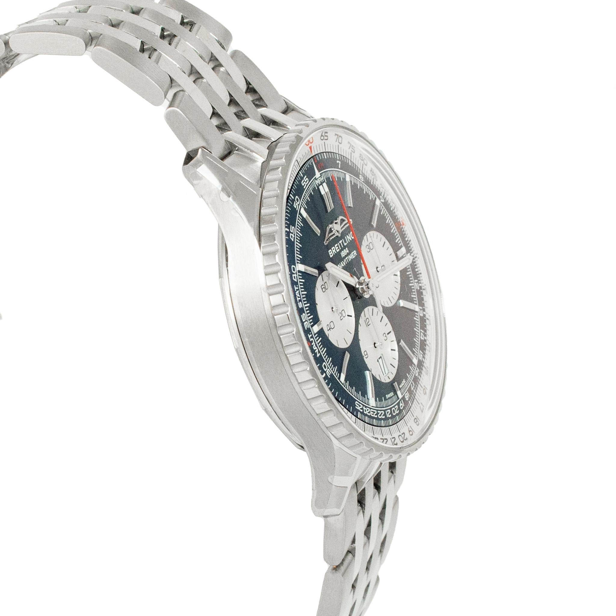 Breitling Navitimer 1 B01 46MM ab0137211c1a1 Orologio Cronografo Blu Steele In condizioni ottime in vendita a Houston, TX