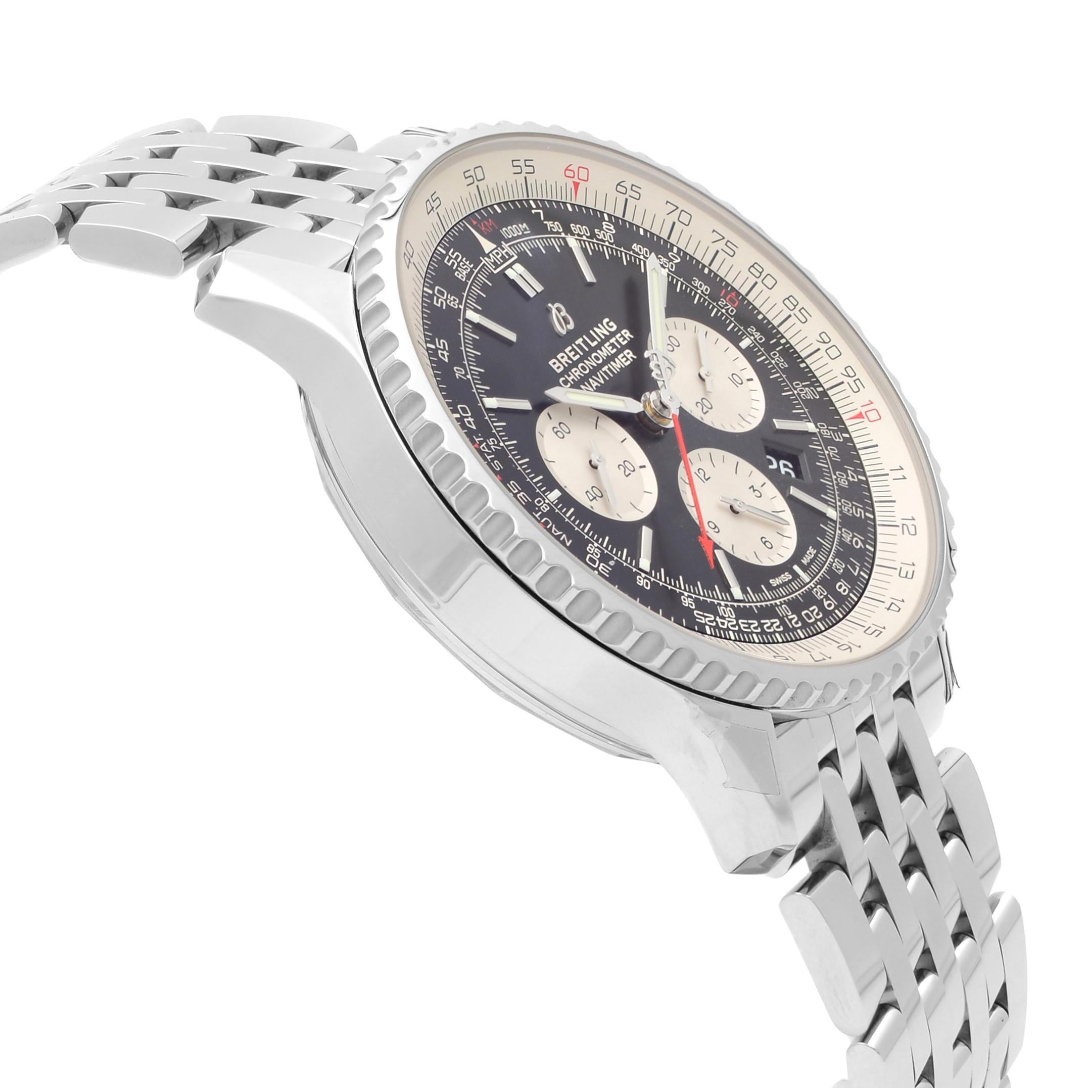 Breitling Navitimer 1 B01 Montre pour homme à cadran en acier noir AB0127211B1A1 Pour hommes en vente