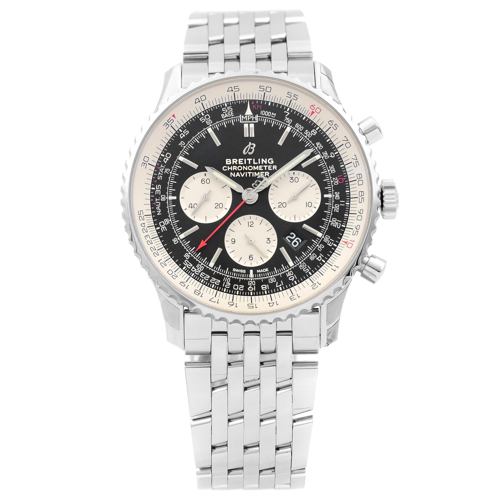 Breitling Navitimer 1 B01 Steel Black Dial Mens Watch AB0127211B1A1 For Sale