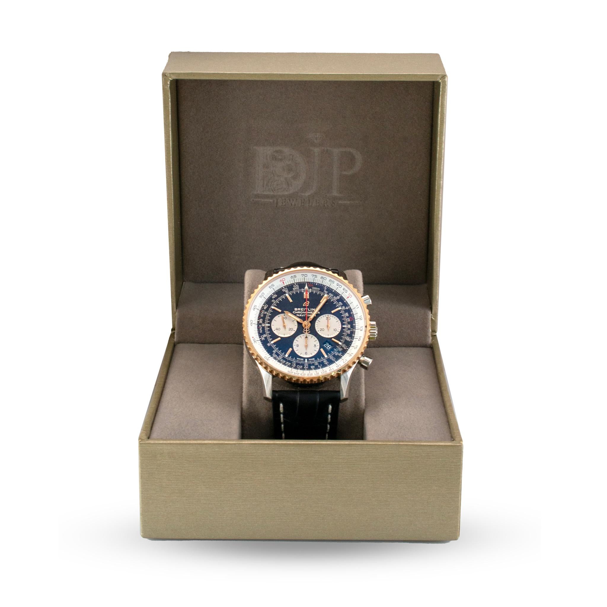 Breitling Navitimer 1 B01 Chronograph 46MM UB0127 Stahl Rose Gold Schwarz Uhr im Angebot 7