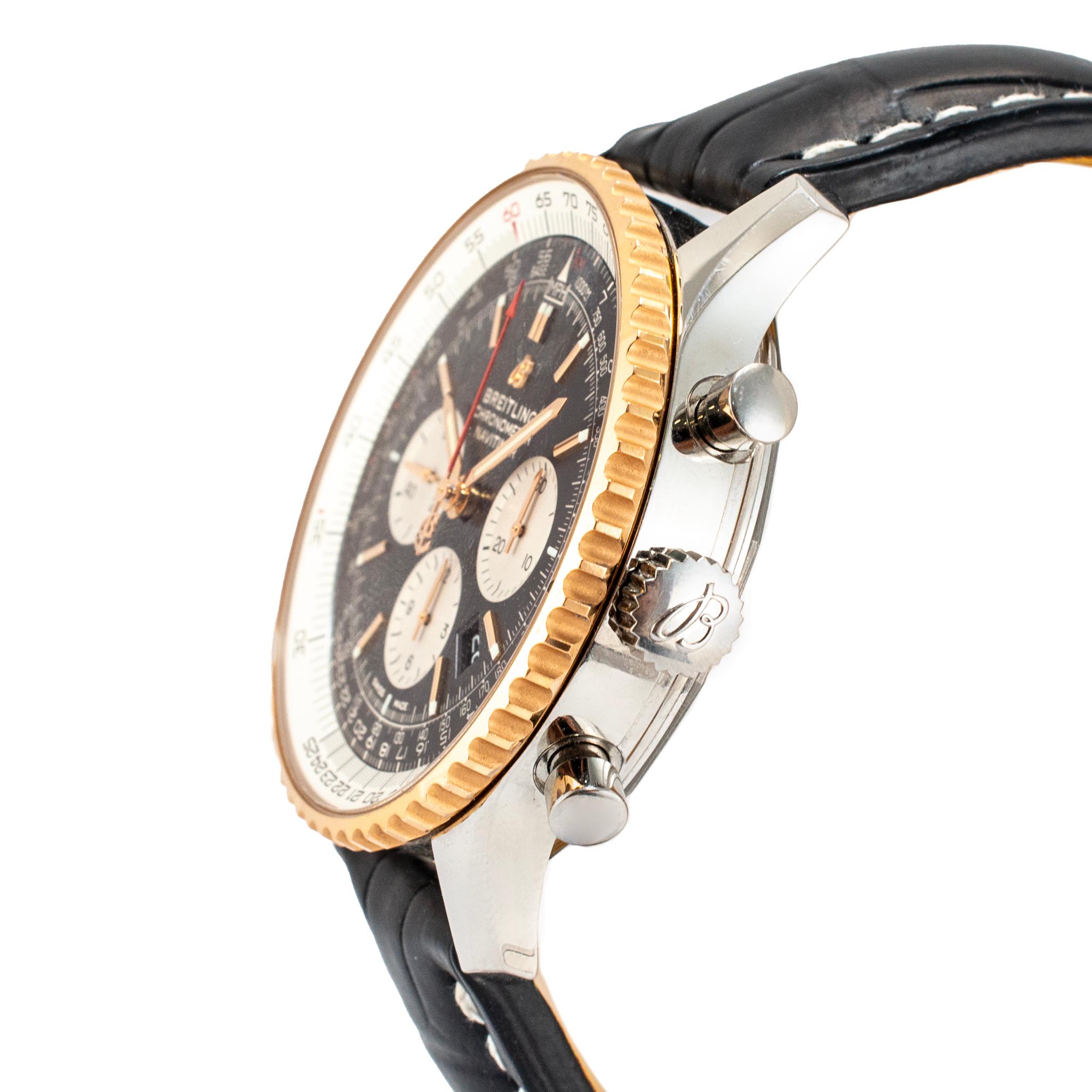 Breitling Navitimer 1 B01 Chronograph 46MM UB0127 Stahl Rose Gold Schwarz Uhr Herren im Angebot
