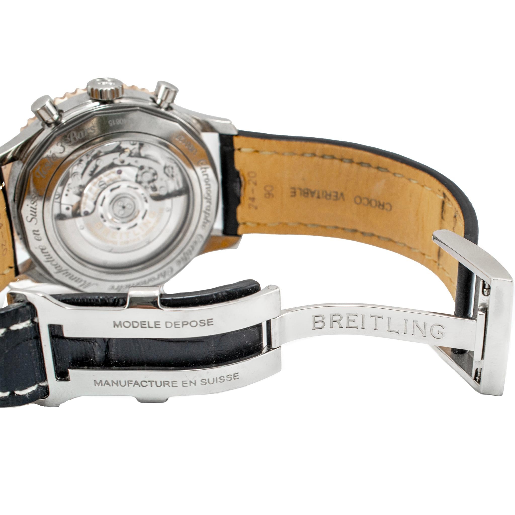 Breitling Navitimer 1 B01 Chronograph 46MM UB0127 Stahl Rose Gold Schwarz Uhr im Angebot 3