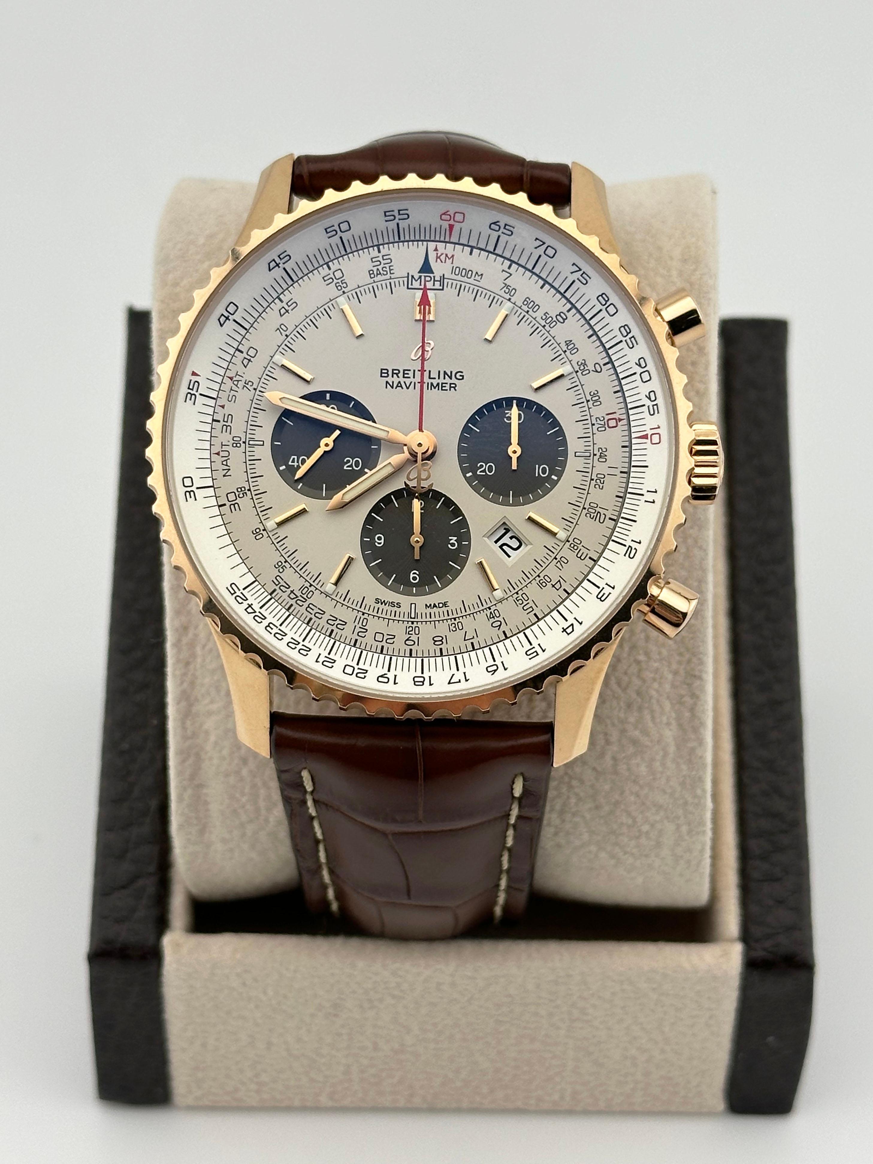 Breitling Navitimer 1 B01 Chronograph RB0127 18K Roségold Box Papier 46mm Herren im Angebot