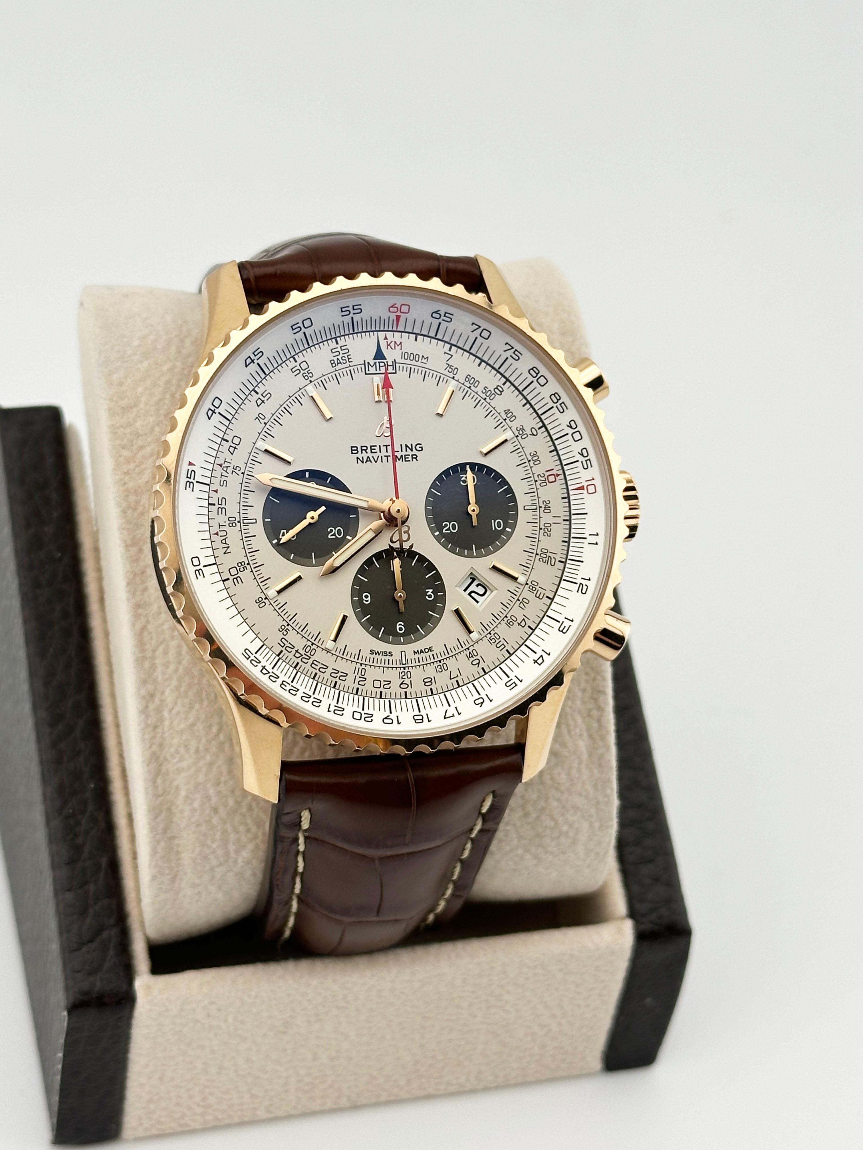 Breitling Navitimer 1 B01 Chronograph RB0127 18K Roségold Box Papier 46mm im Angebot 1