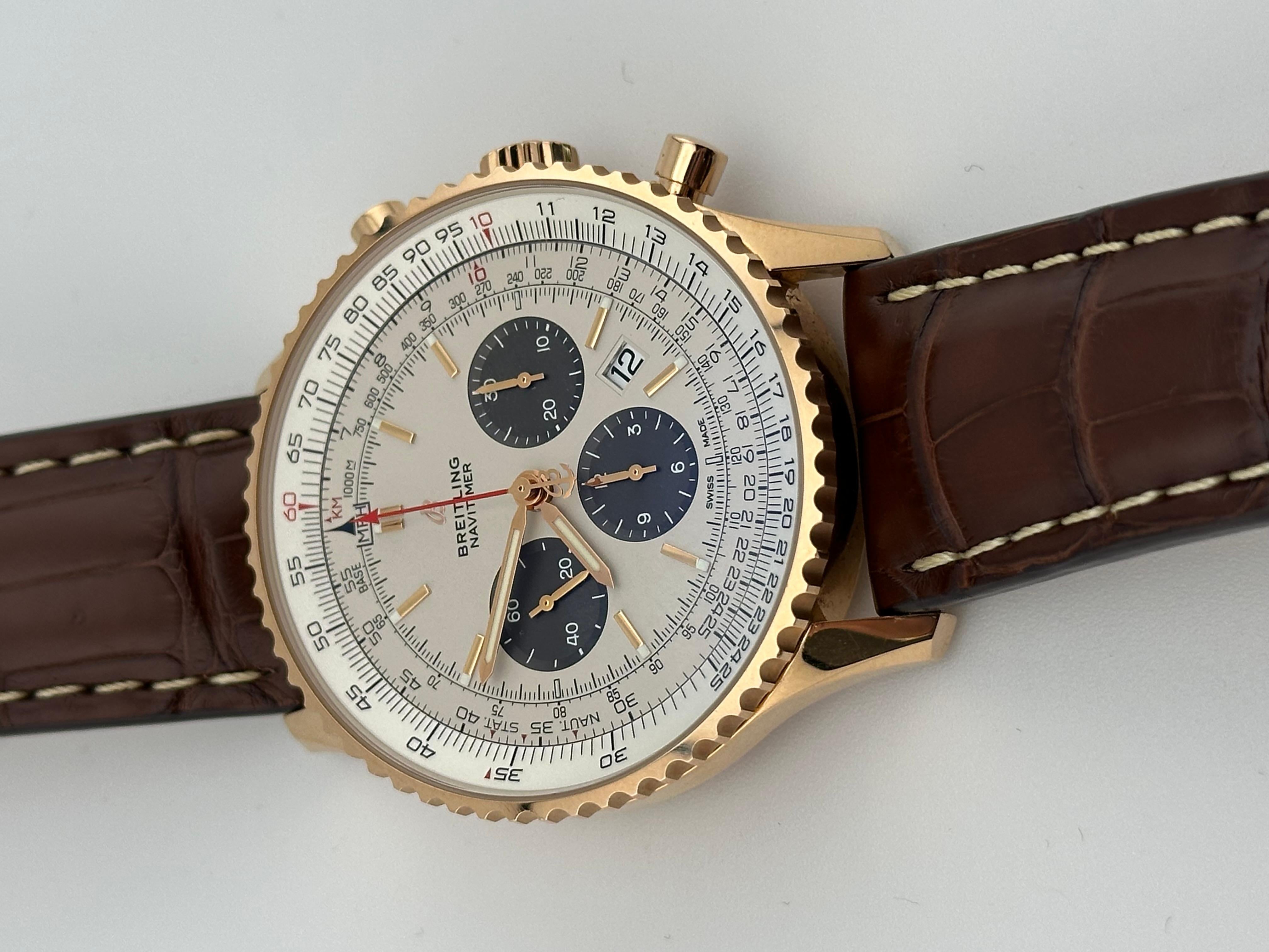 Breitling Navitimer 1 B01 Chronograph RB0127 18K Roségold Box Papier 46mm im Angebot 5