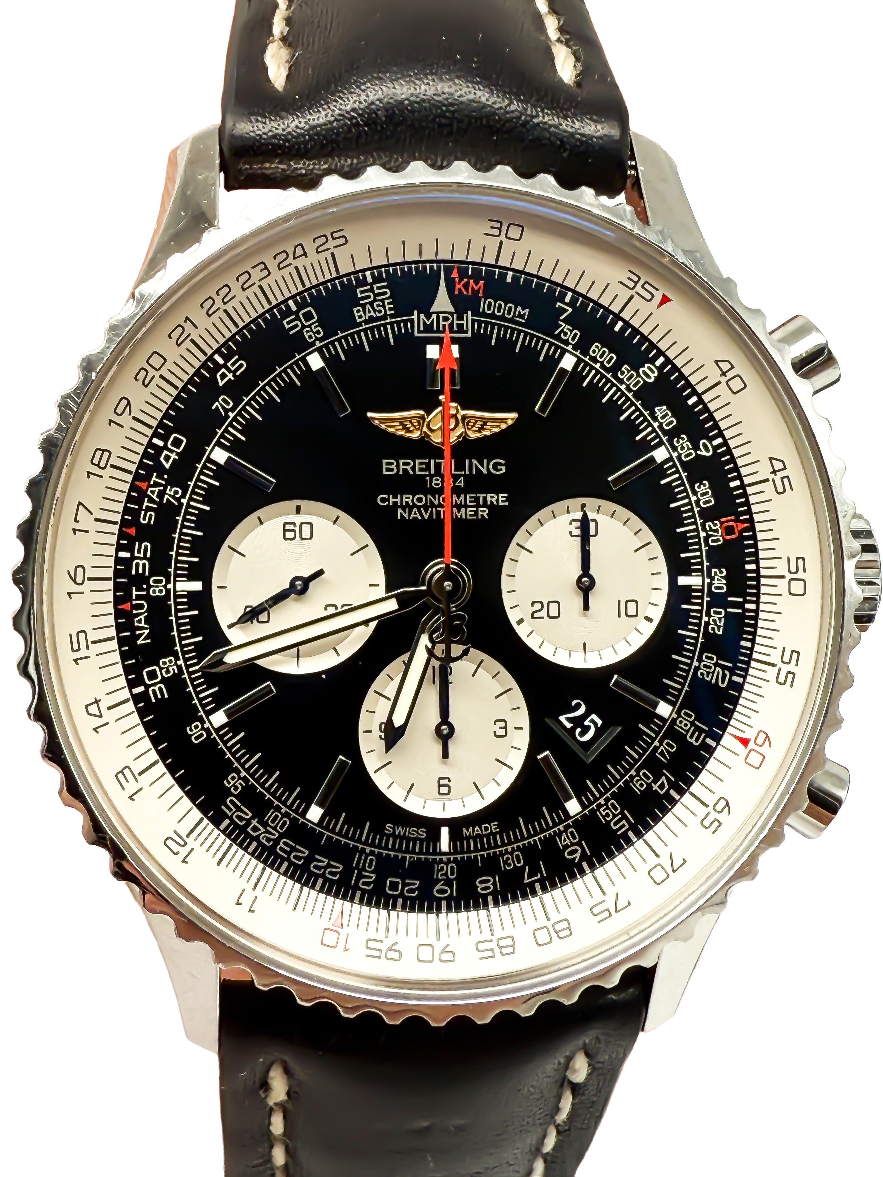 The Breitling Navitimer 1 B01 Chronograph – Reference AB0127211B1X1 – is a masterpiece of classic watchmaking and a symbol of precision engineering and masculine elegance. This high-end men’s watch with automatic winding combines legendary design