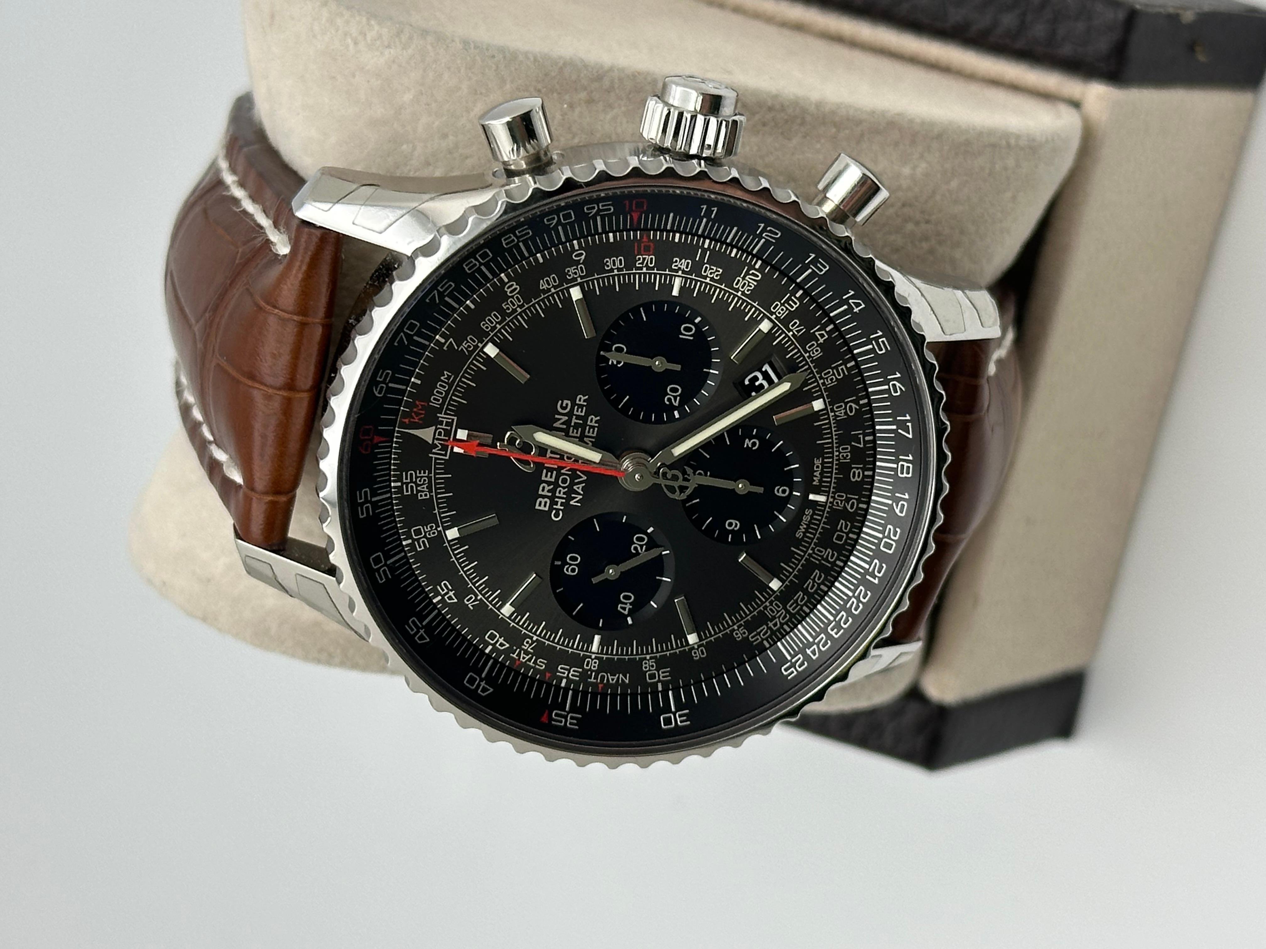 Uomo Breitling Navitimer 1 B03 AB0310 Cronografo Rattrapante Pelle Inox 45mm in vendita