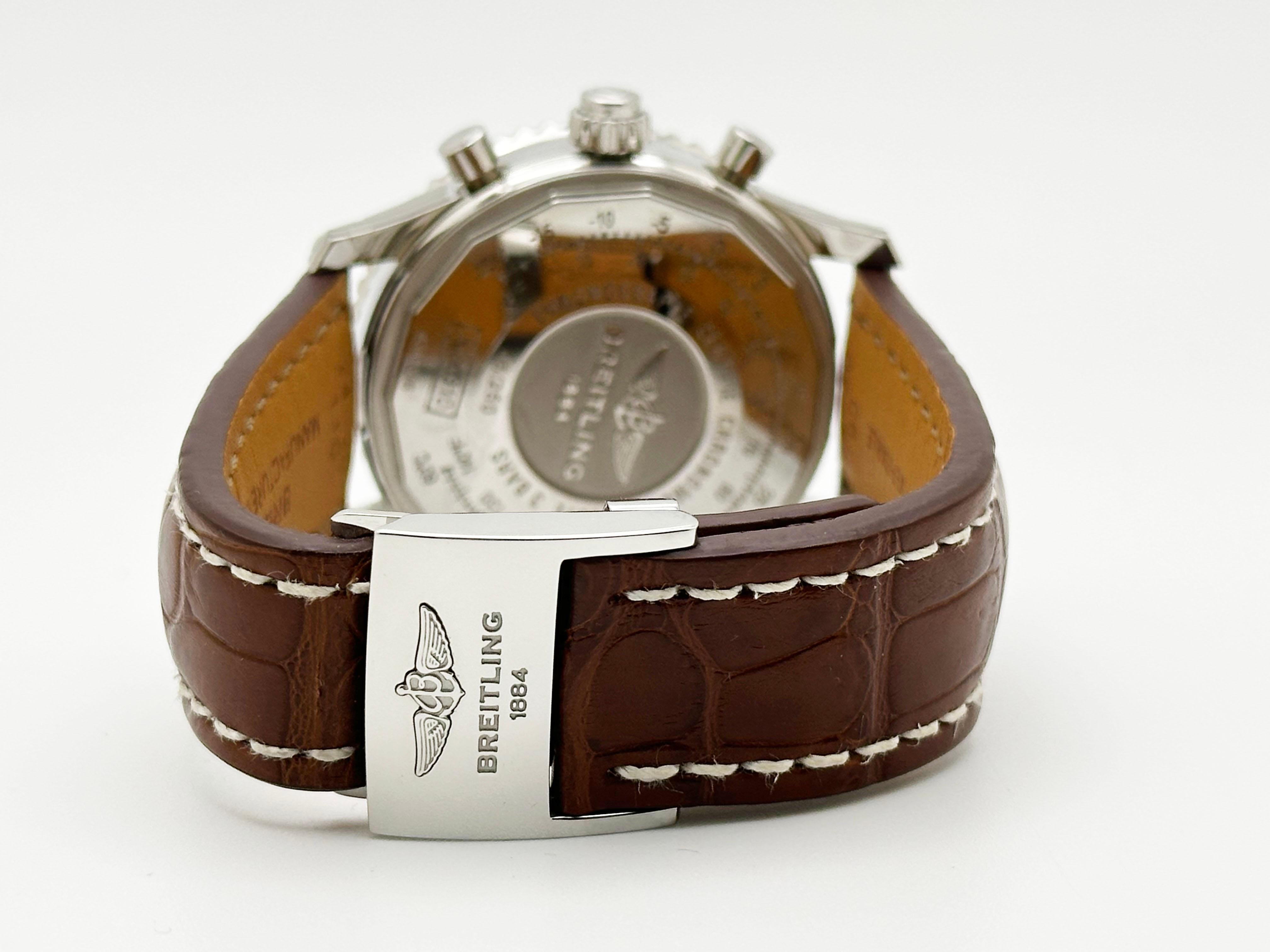 Breitling Navitimer 1 B03 AB0310 Cronografo Rattrapante Pelle Inox 45mm in vendita 2