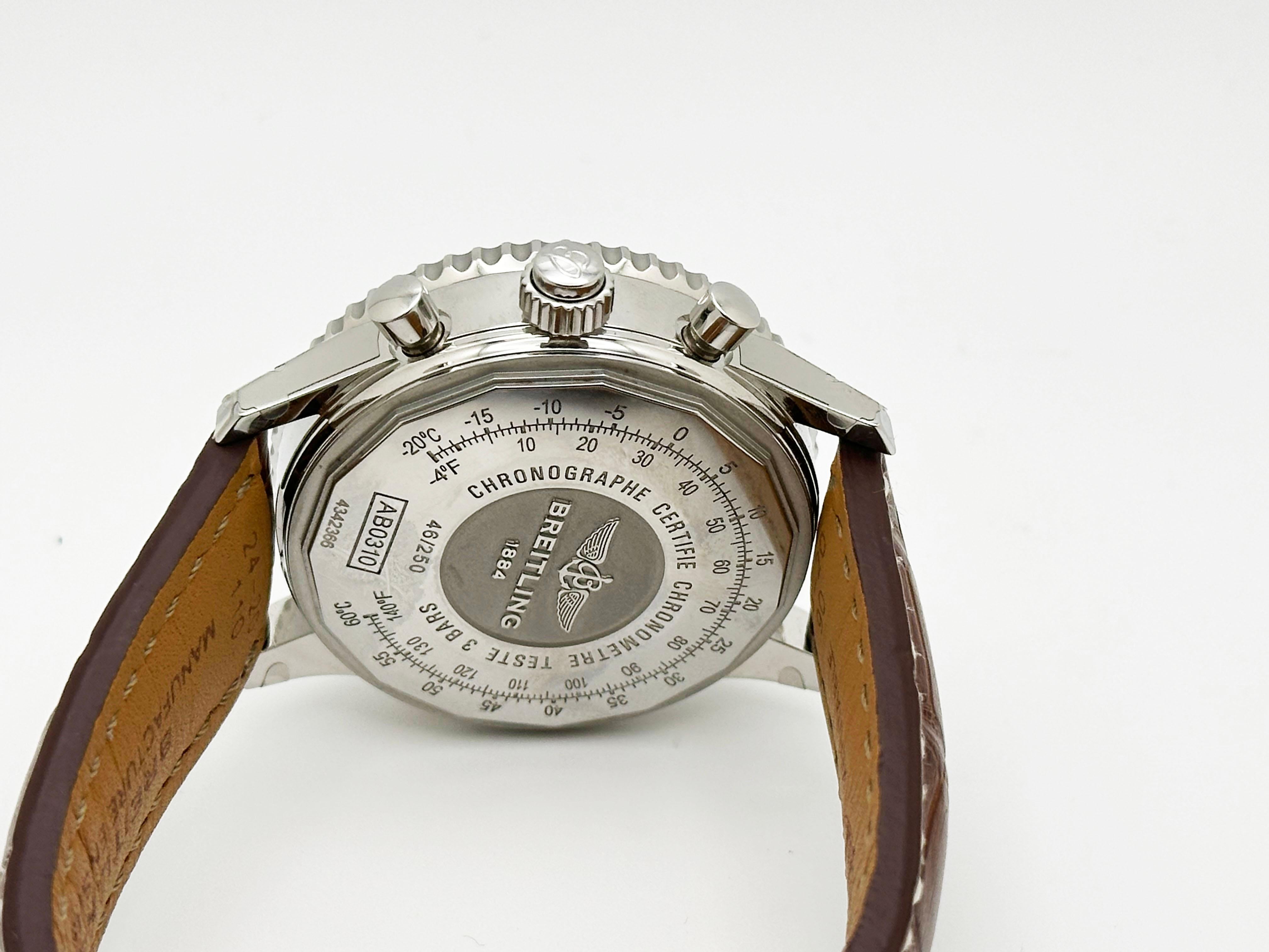 Breitling Navitimer 1 B03 AB0310 Cronografo Rattrapante Pelle Inox 45mm in vendita 3