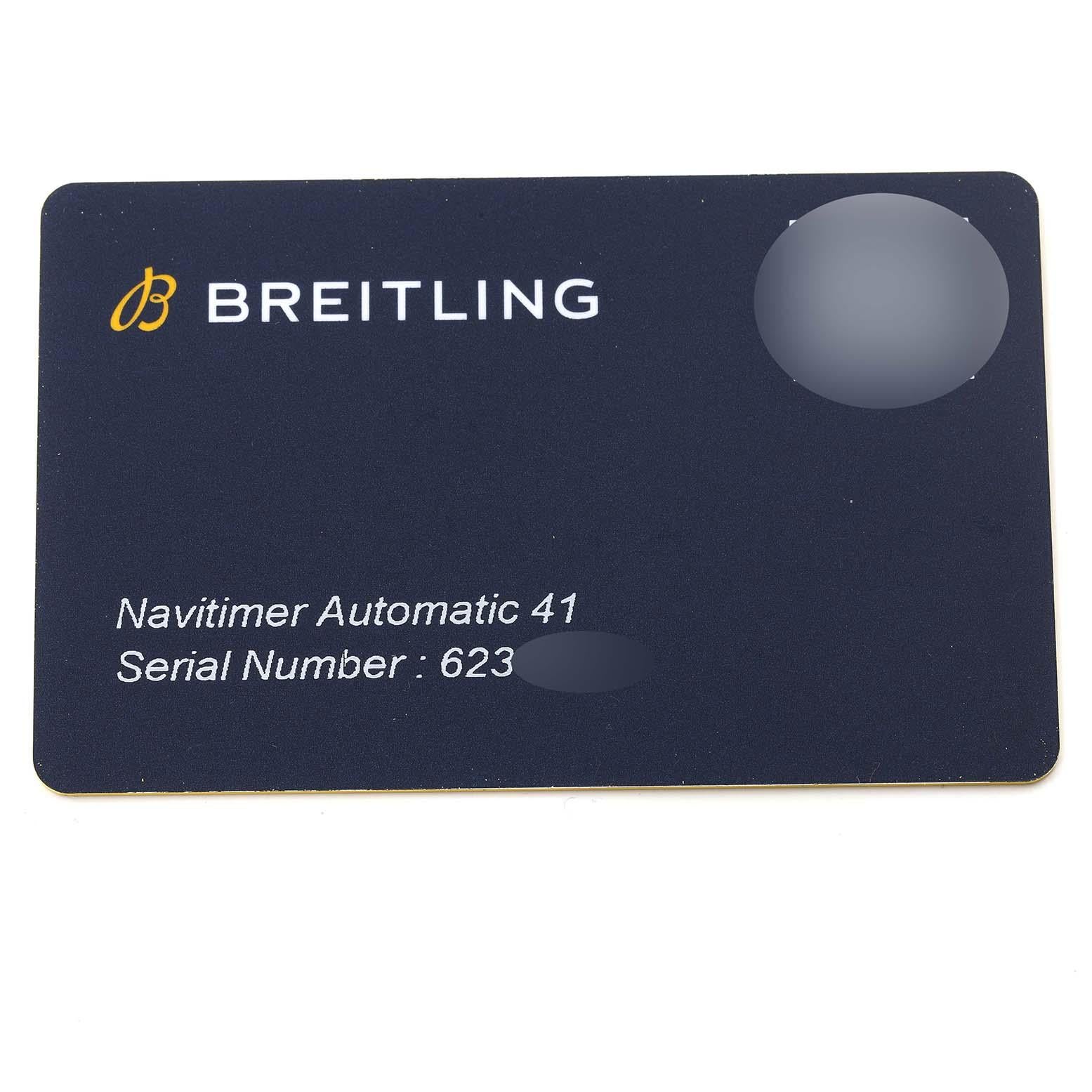 Breitling Montre Navitimer 1 noire à cadran en acier pour hommes 41 mm avec carte boîte, modèle A17326 en vente 6