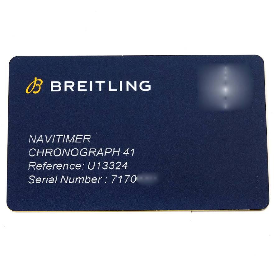 Breitling Navitimer 1 Schwarzes Zifferblatt Stahl Roségold Herrenuhr U13324 Box Card im Angebot 4