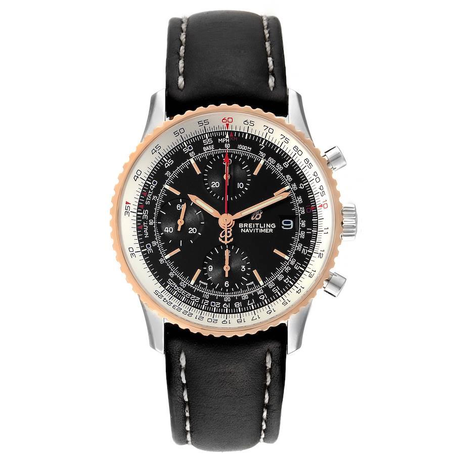 Breitling Navitimer 1 Chronograph 41 Steel Rose Gold Mens Watch U13324. Automatic self-winding officially certified chronometer movement. Chronograph function. Stainless steel case 41.0 mm in diameter. Stainless steel screwed-down crown and pushers.
